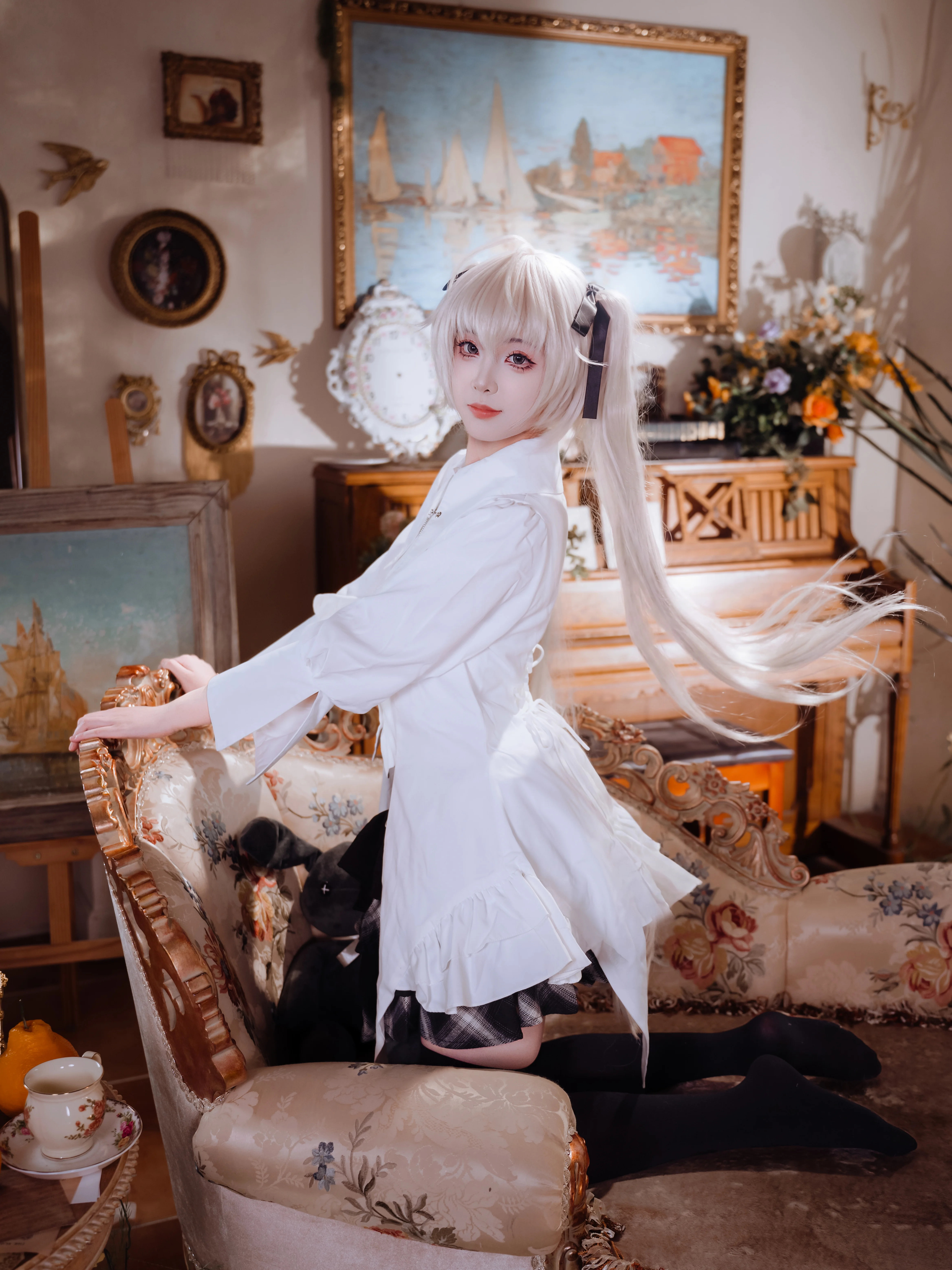【春日野穹cos】缘之空里的白毛双马尾，复古洋房里的午后 - 第 3 张