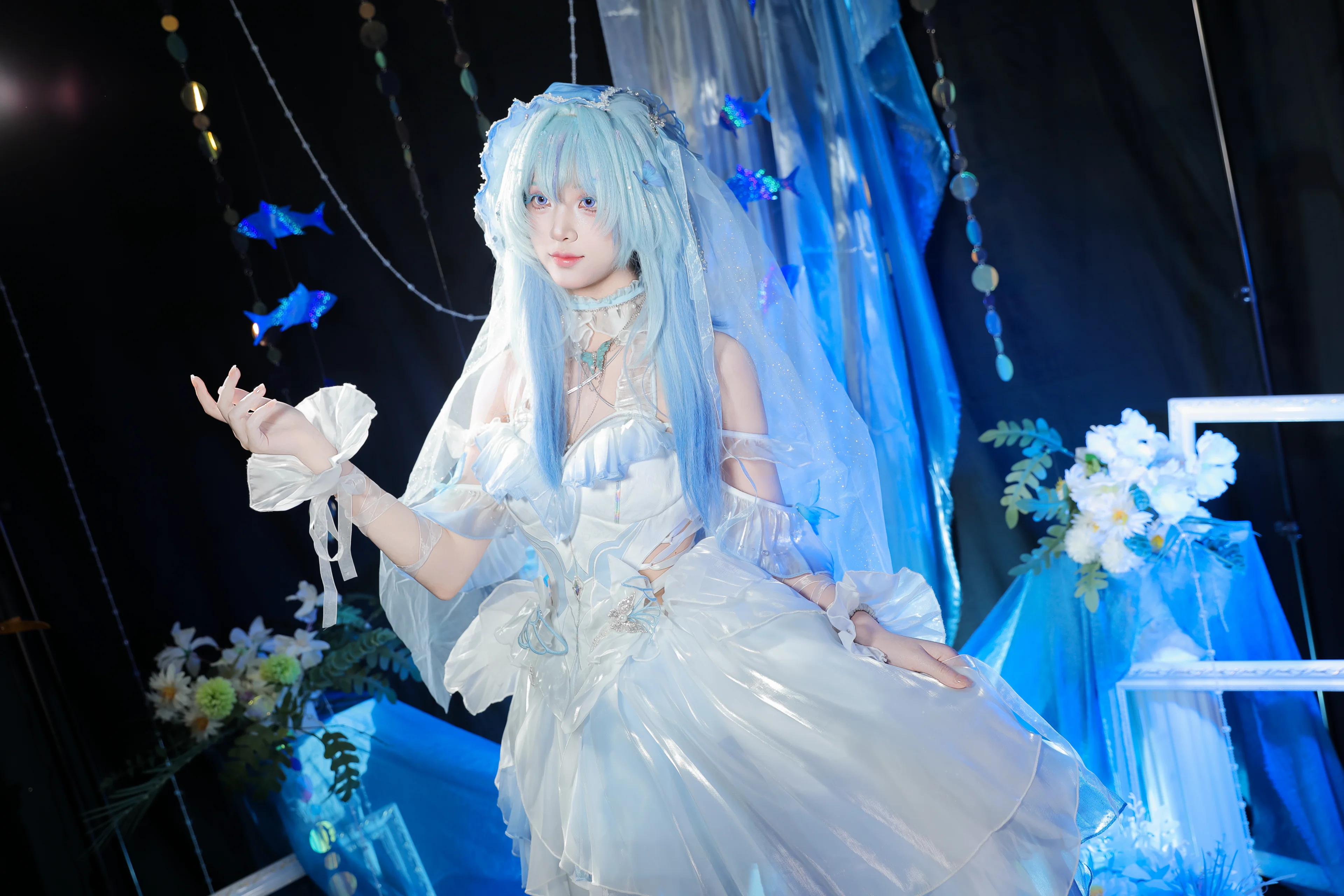【守岸人cos】鸣潮里的月潮星纱，这次尝试了蓝白海洋风 - 第 4 张