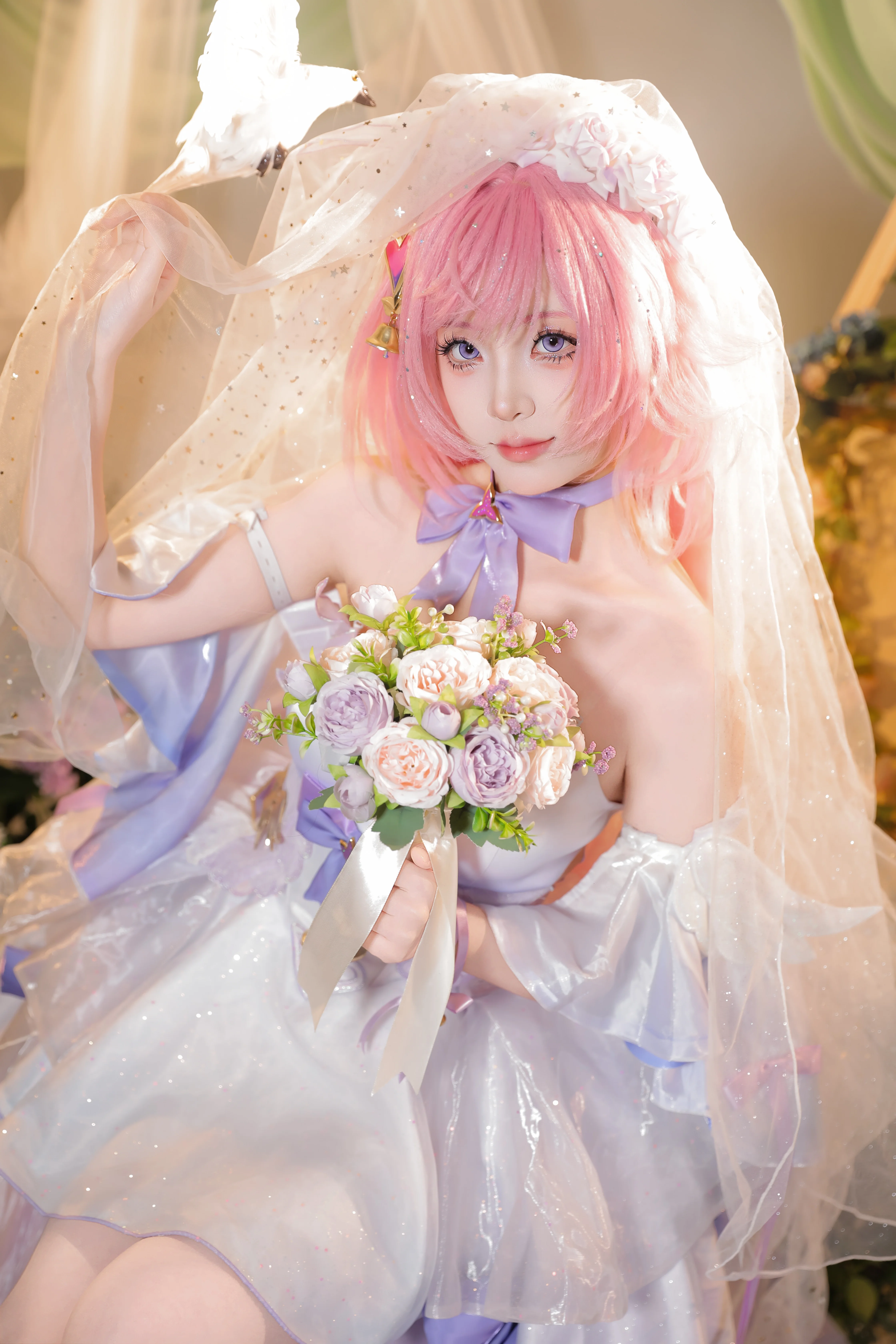 【爱莉希雅cos】崩坏3花间颂歌，唯美花嫁的浪漫瞬间 - 第2张