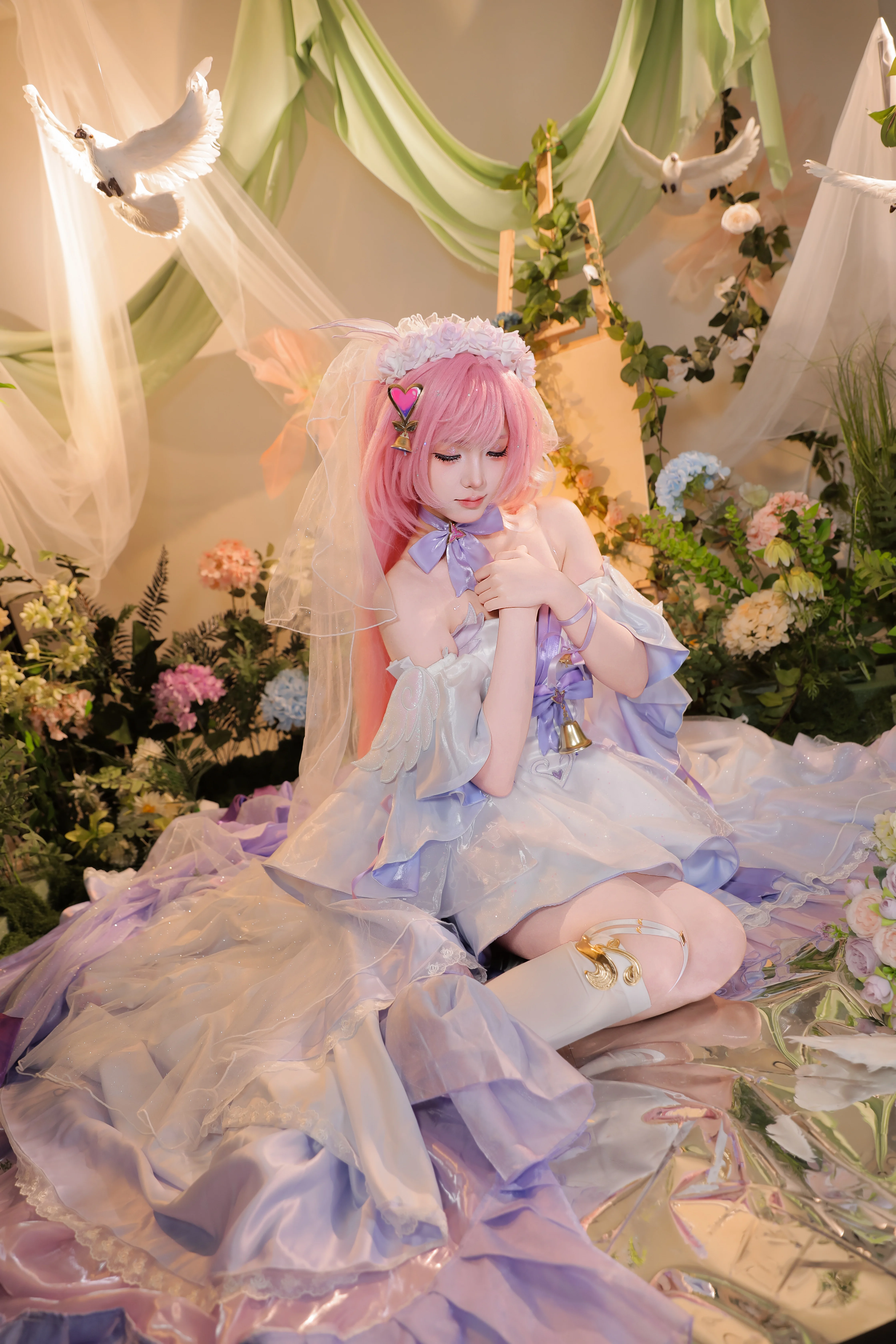 【爱莉希雅cos】崩坏3花间颂歌，唯美花嫁的浪漫瞬间 - 第3张