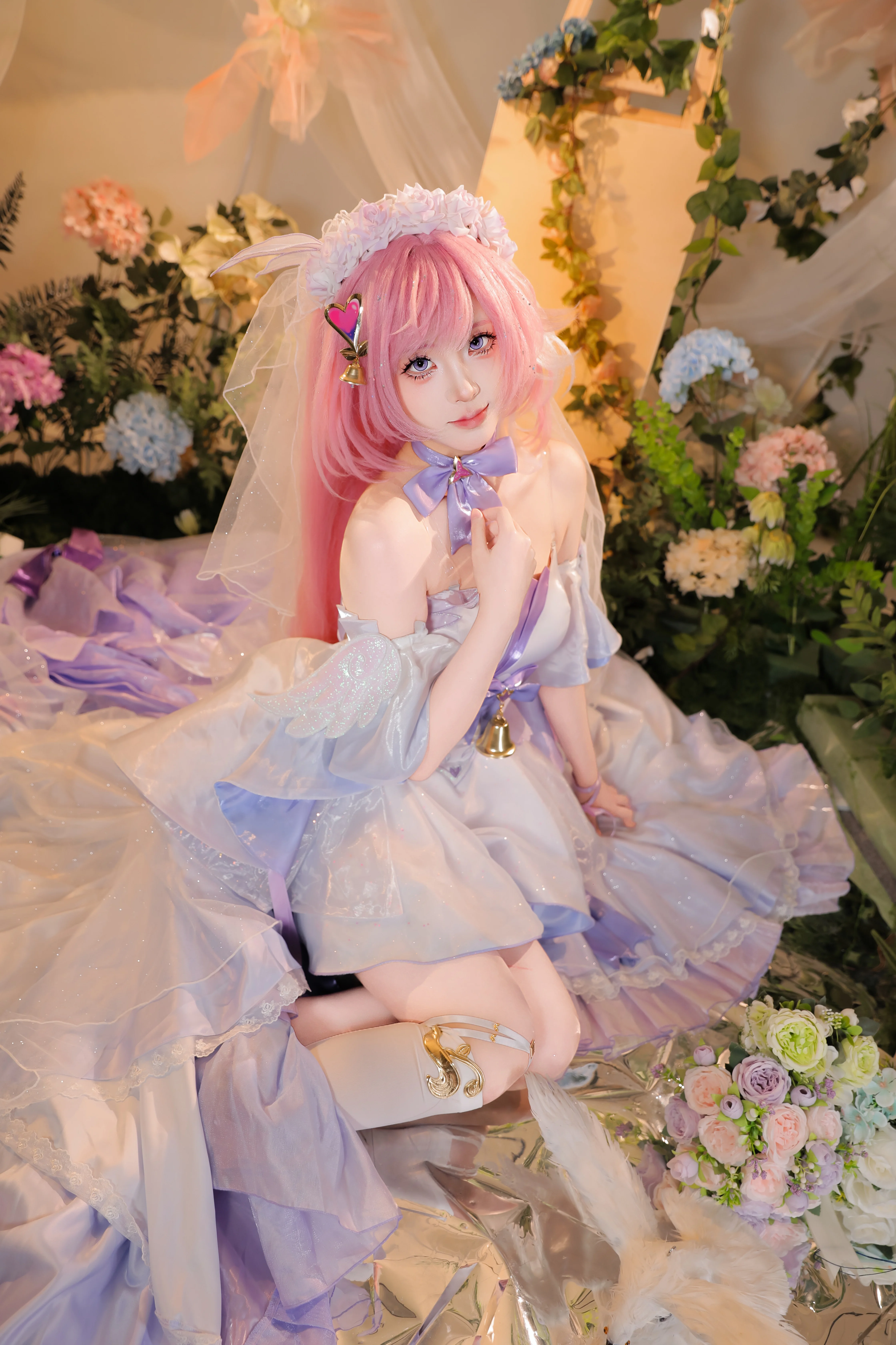 【爱莉希雅cos】崩坏3花间颂歌，唯美花嫁的浪漫瞬间 - 第4张