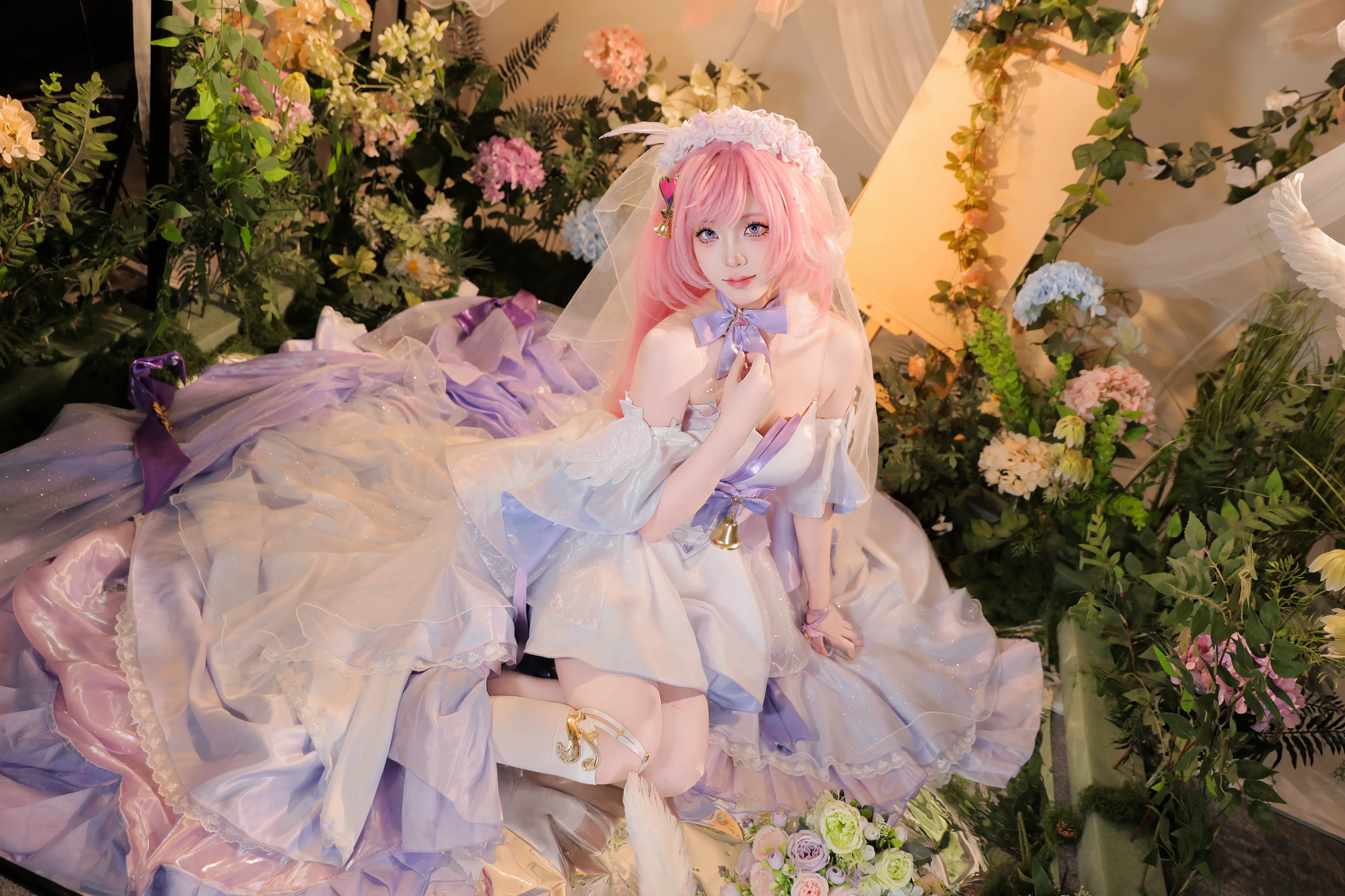 【爱莉希雅cos】崩坏3花间颂歌，唯美花嫁的浪漫瞬间 - 第5张