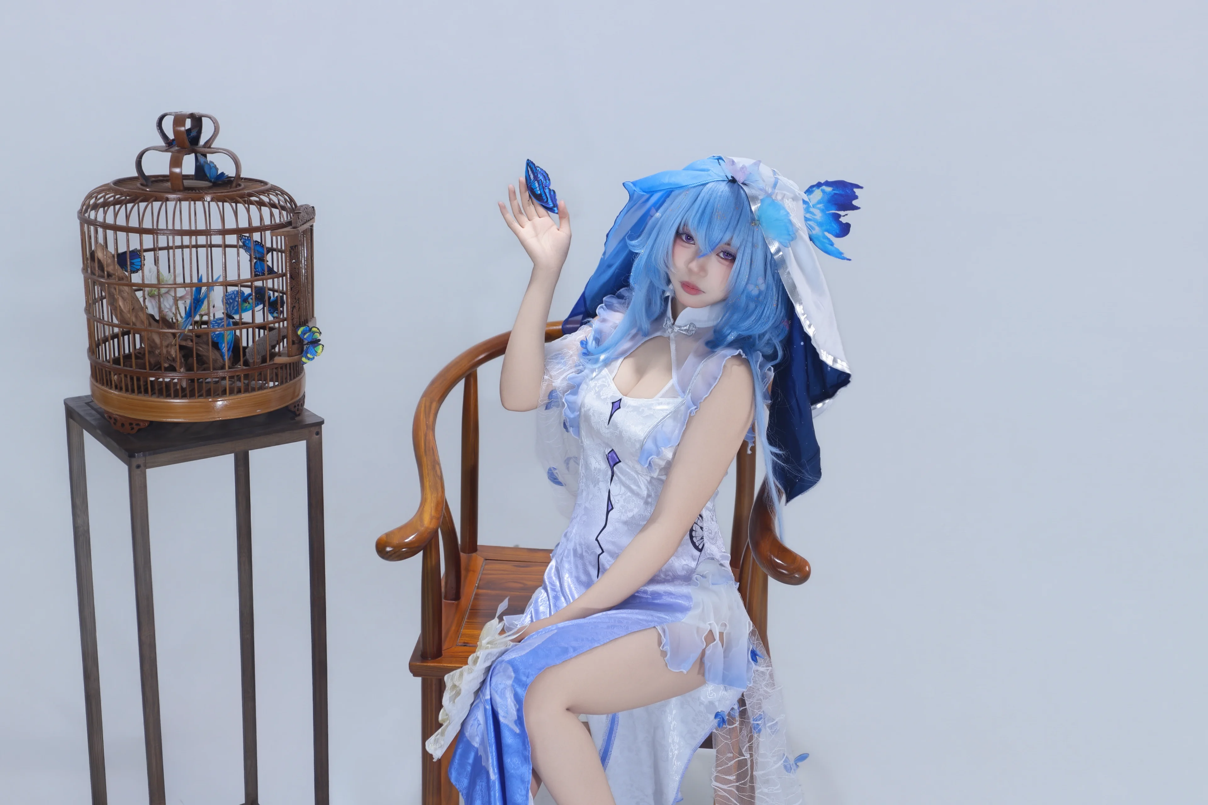 【守岸人cos】藍蝶入旗袍，鳴潮裡的那一抹清冷藍 - 第 2 張