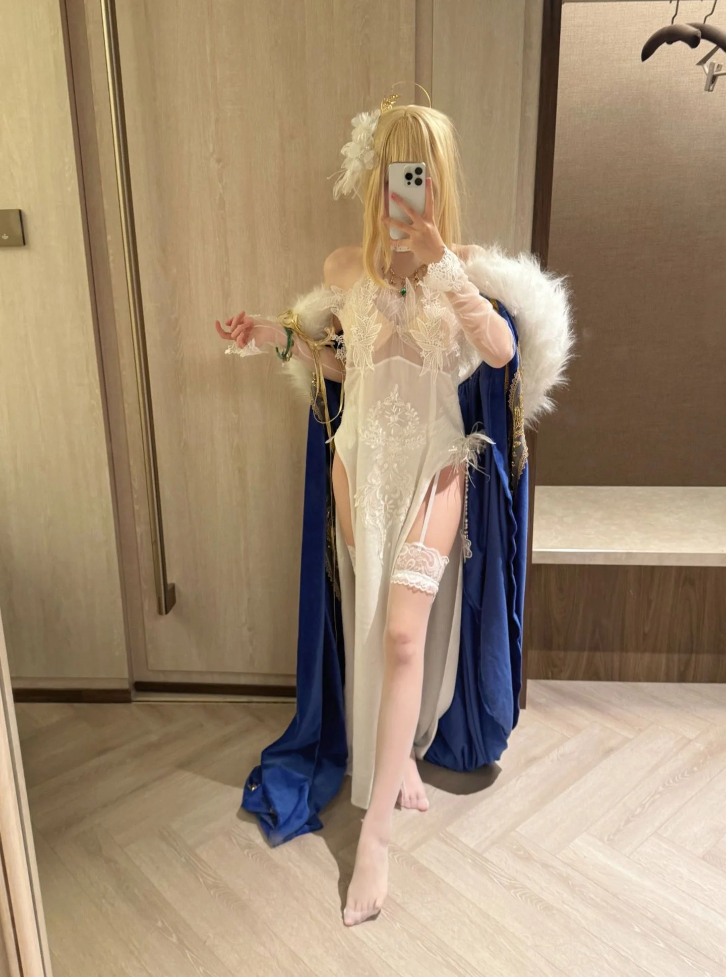 【聖女貞德cos】碧藍航線的聖光，白紗與藍披風的交織
