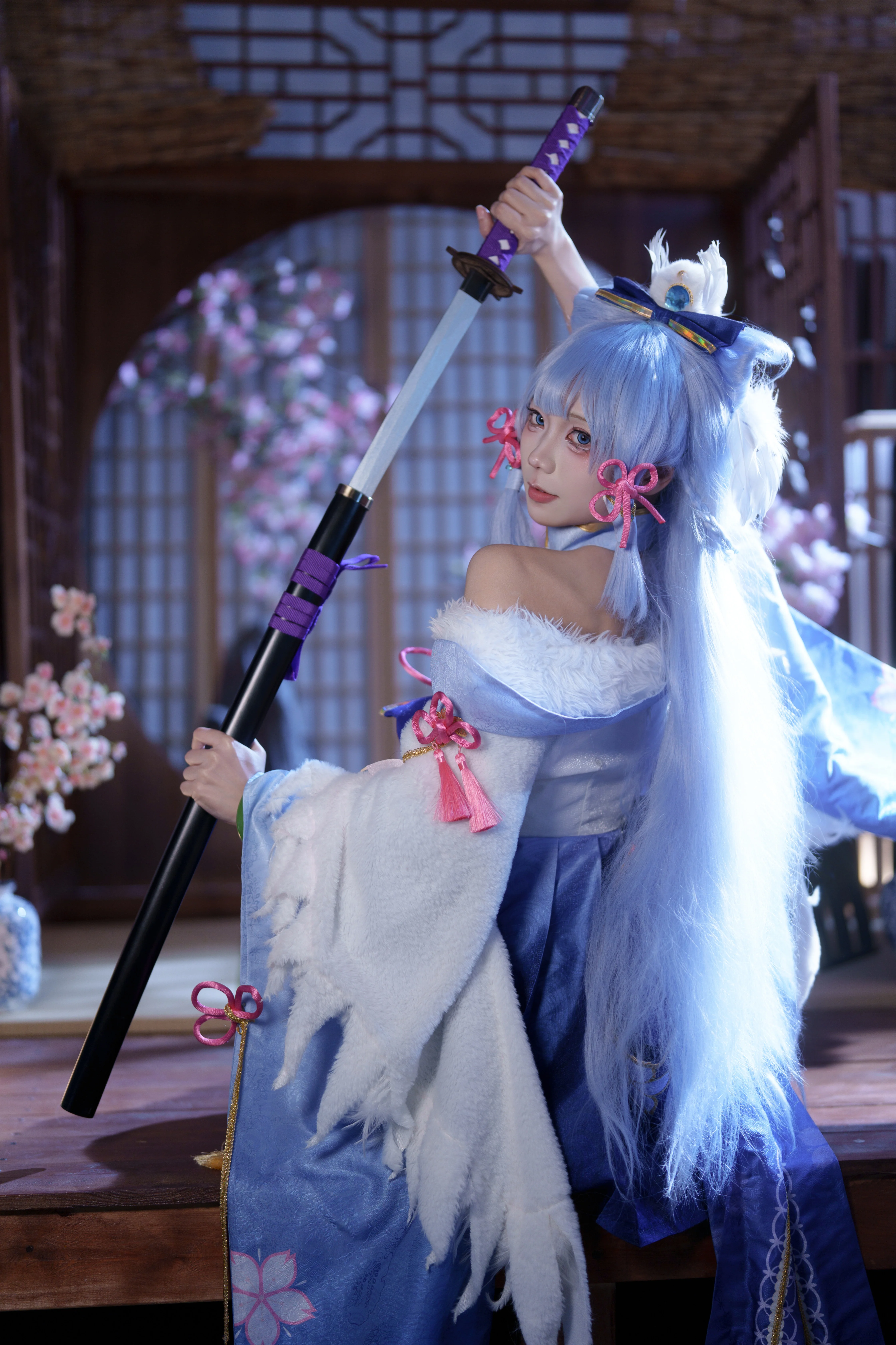 【神里绫华cos】原神里的白鹭樱华月下之舞 - 第 3 张
