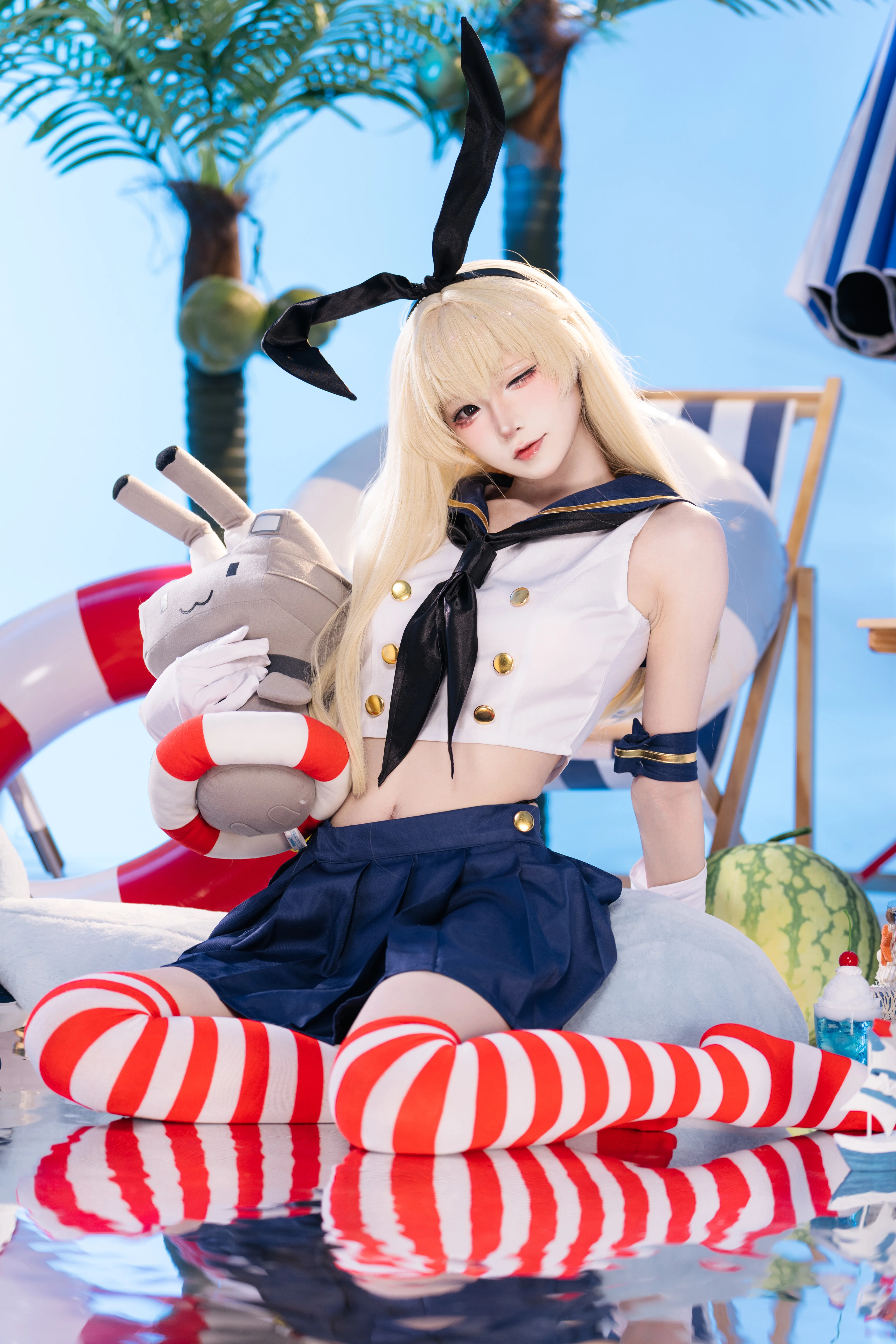 【岛风cos】《舰队收藏》海滩上的灵动航母