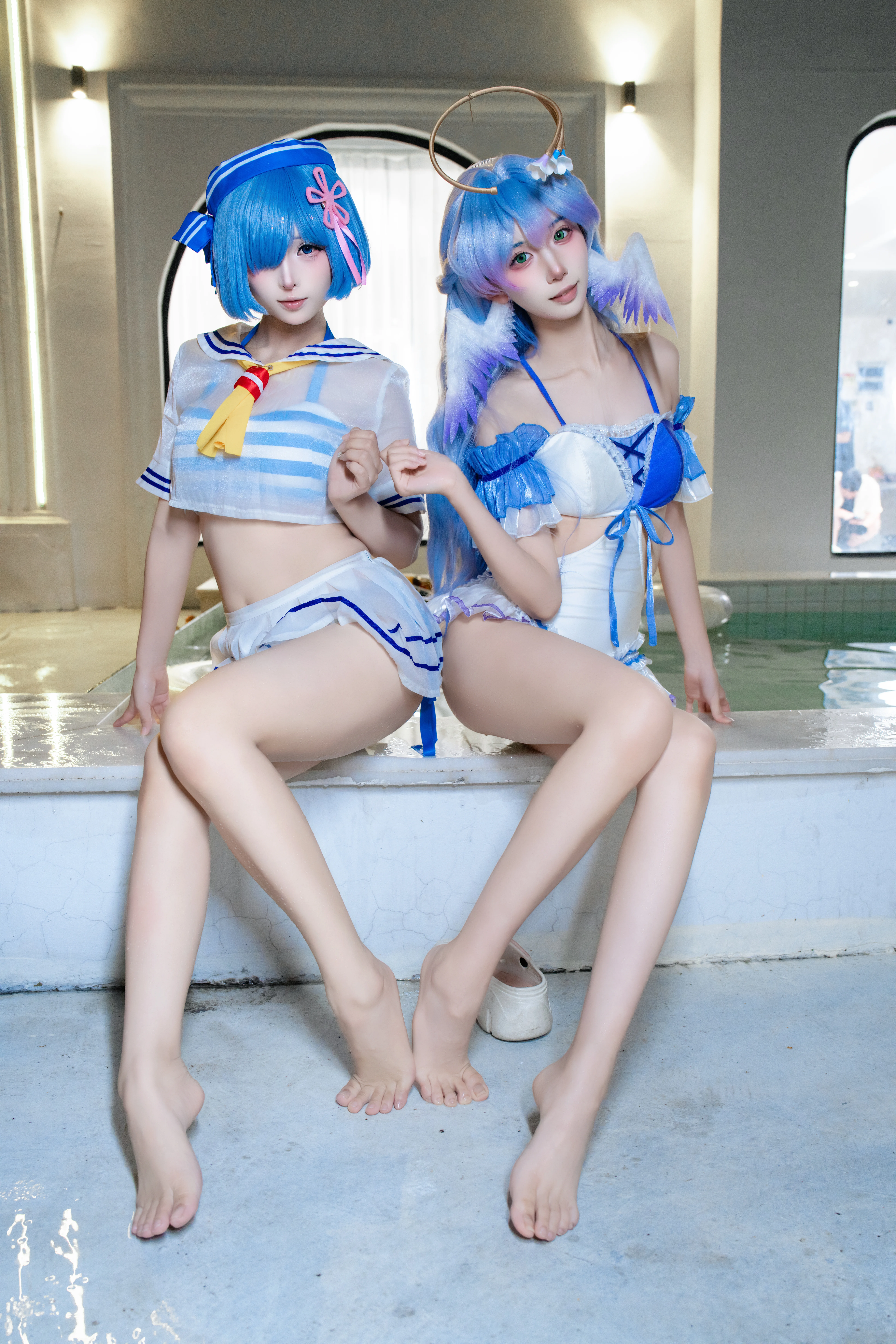 【レム コスプレ】Re:ゼロから始める異世界生活、夏のセーラー水着企画 - 3 枚目