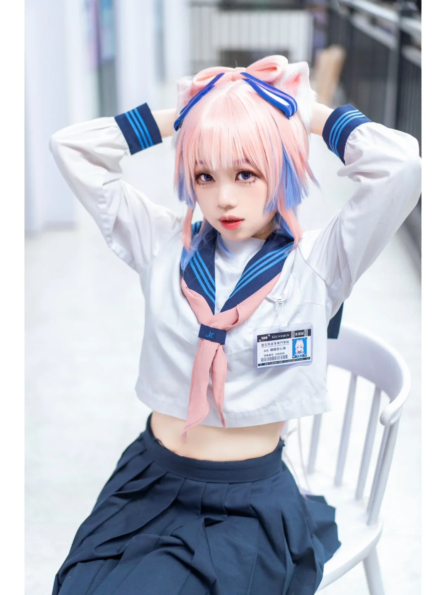 【珊瑚宫心海cos】自搭制服，是心海也是女高中生
