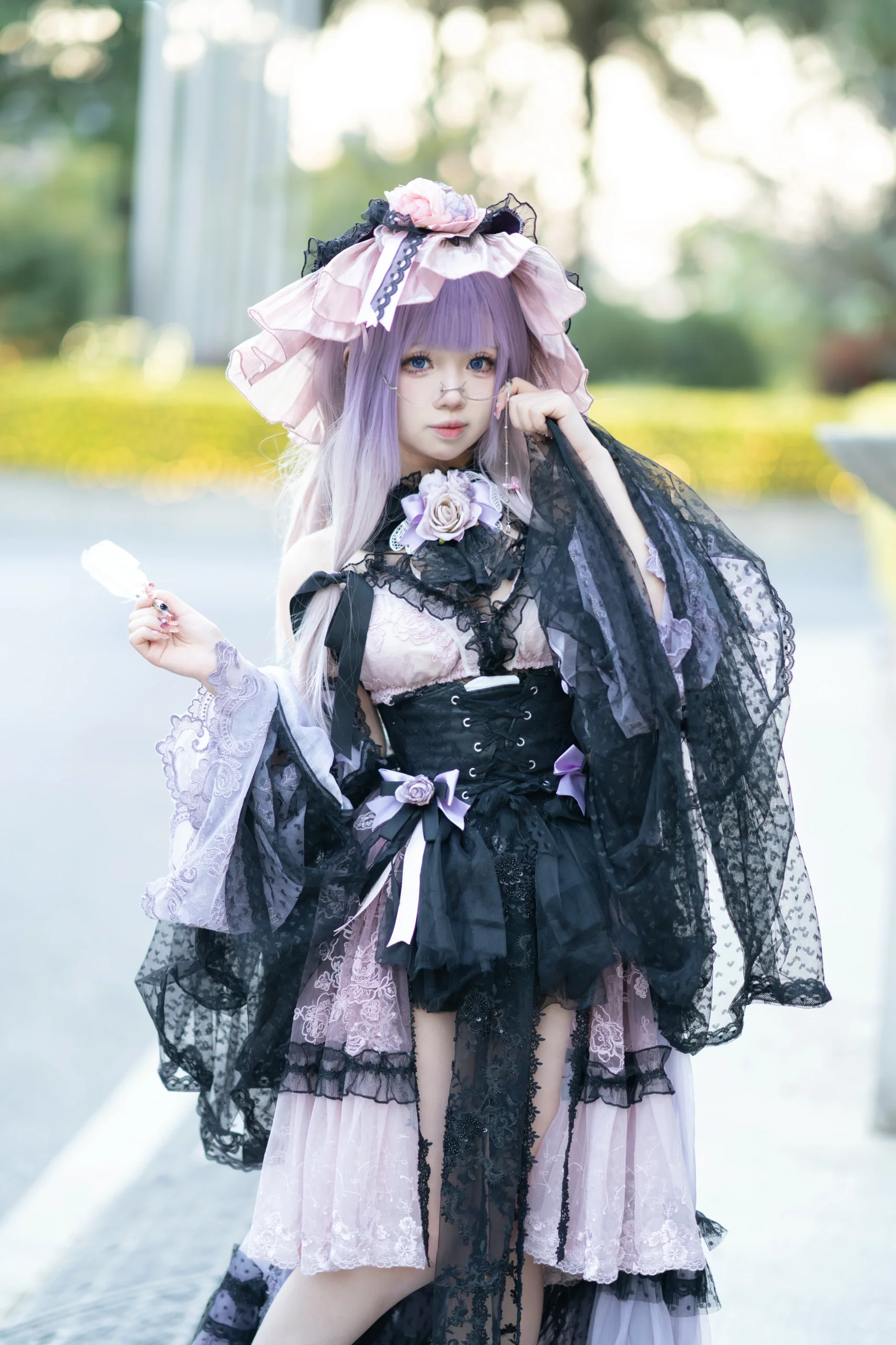 【パチュリー コスプレ】東方Project初物語アニメイベントDay3イベント写真、紫黒レースの轻装旅 - 2 枚目
