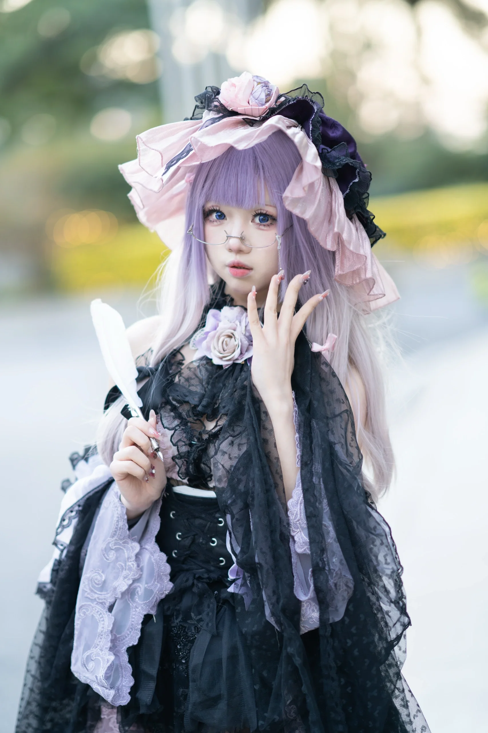 【パチュリー コスプレ】東方Project初物語アニメイベントDay3イベント写真、紫黒レースの轻装旅 - 5 枚目