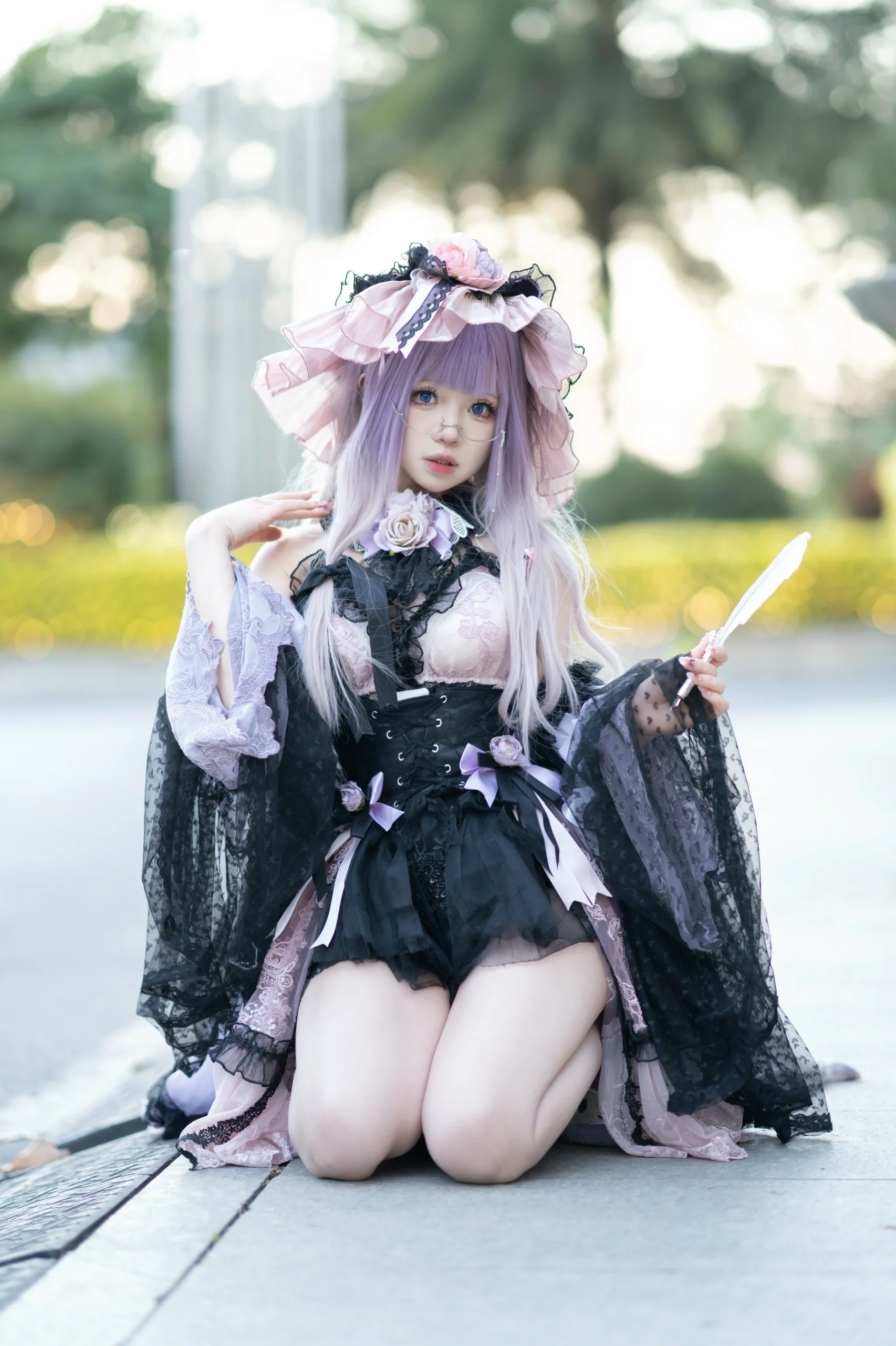 【パチュリー コスプレ】東方Project初物語アニメイベントDay3イベント写真、紫黒レースの轻装旅 - 6 枚目