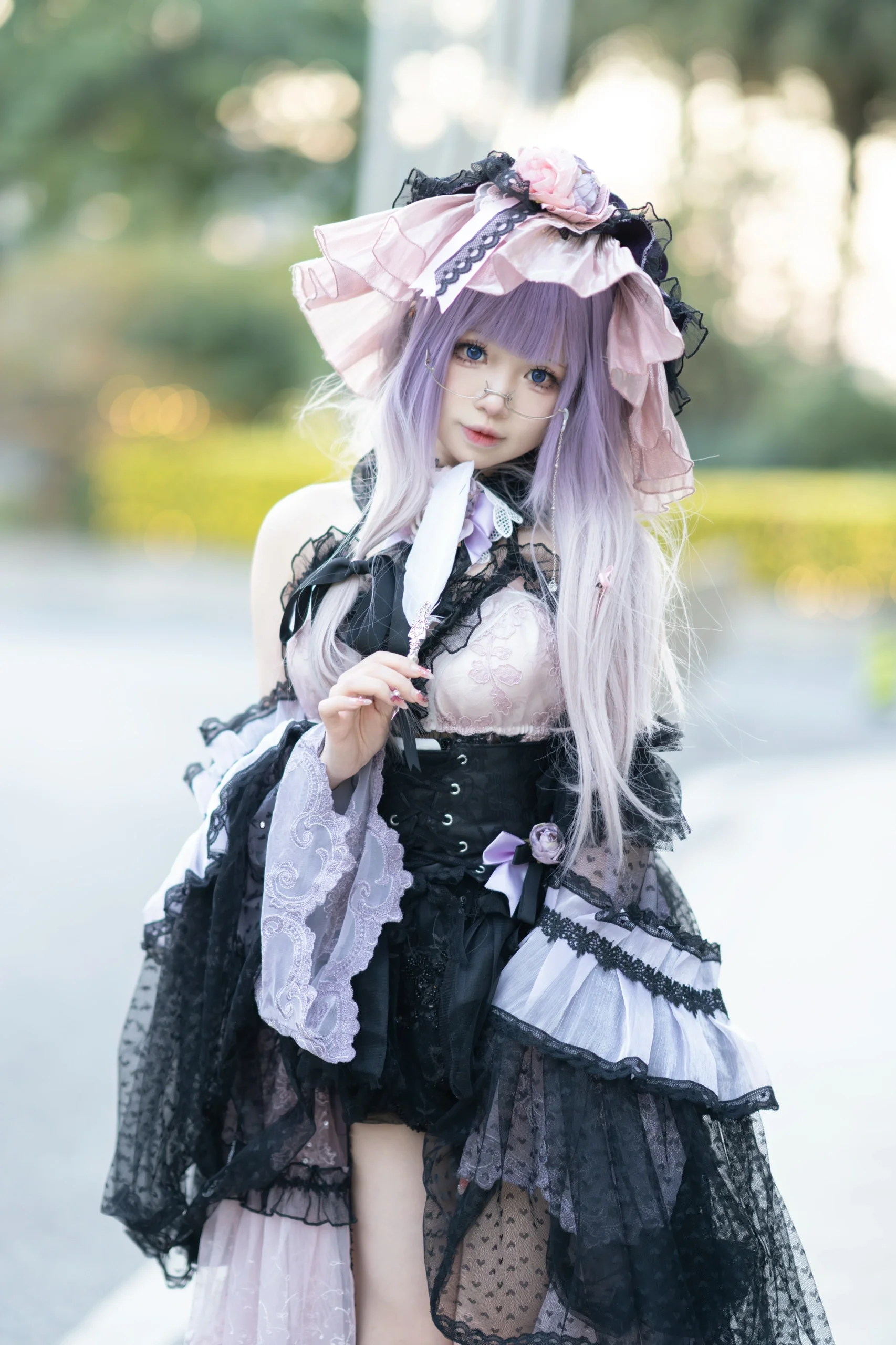 【パチュリー コスプレ】東方Project初物語アニメイベントDay3イベント写真、紫黒レースの轻装旅 - 7 枚目