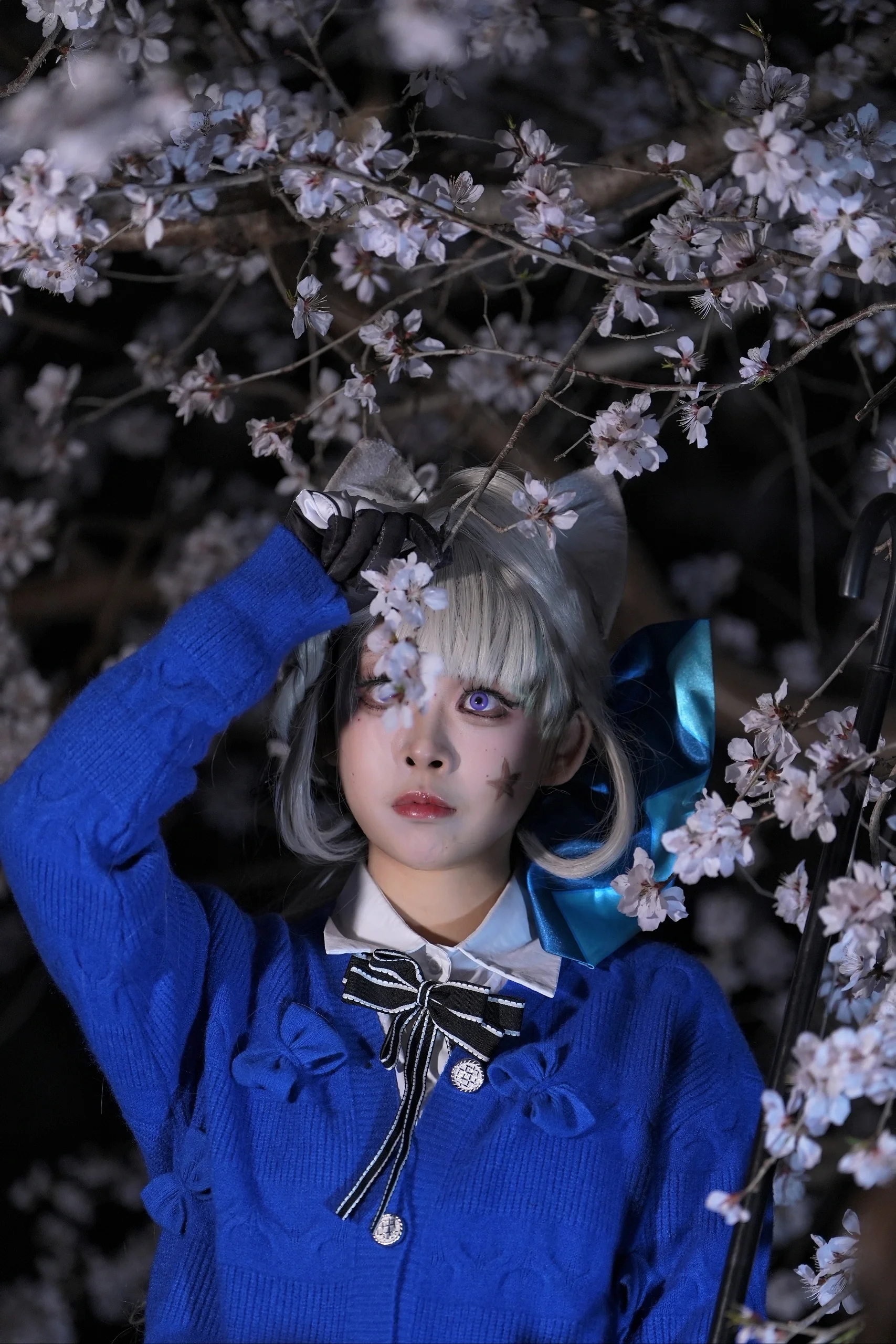 【琳妮特cos】夜樱与透明伞，捕捉游戏CG感的一瞬 - 第 4 张
