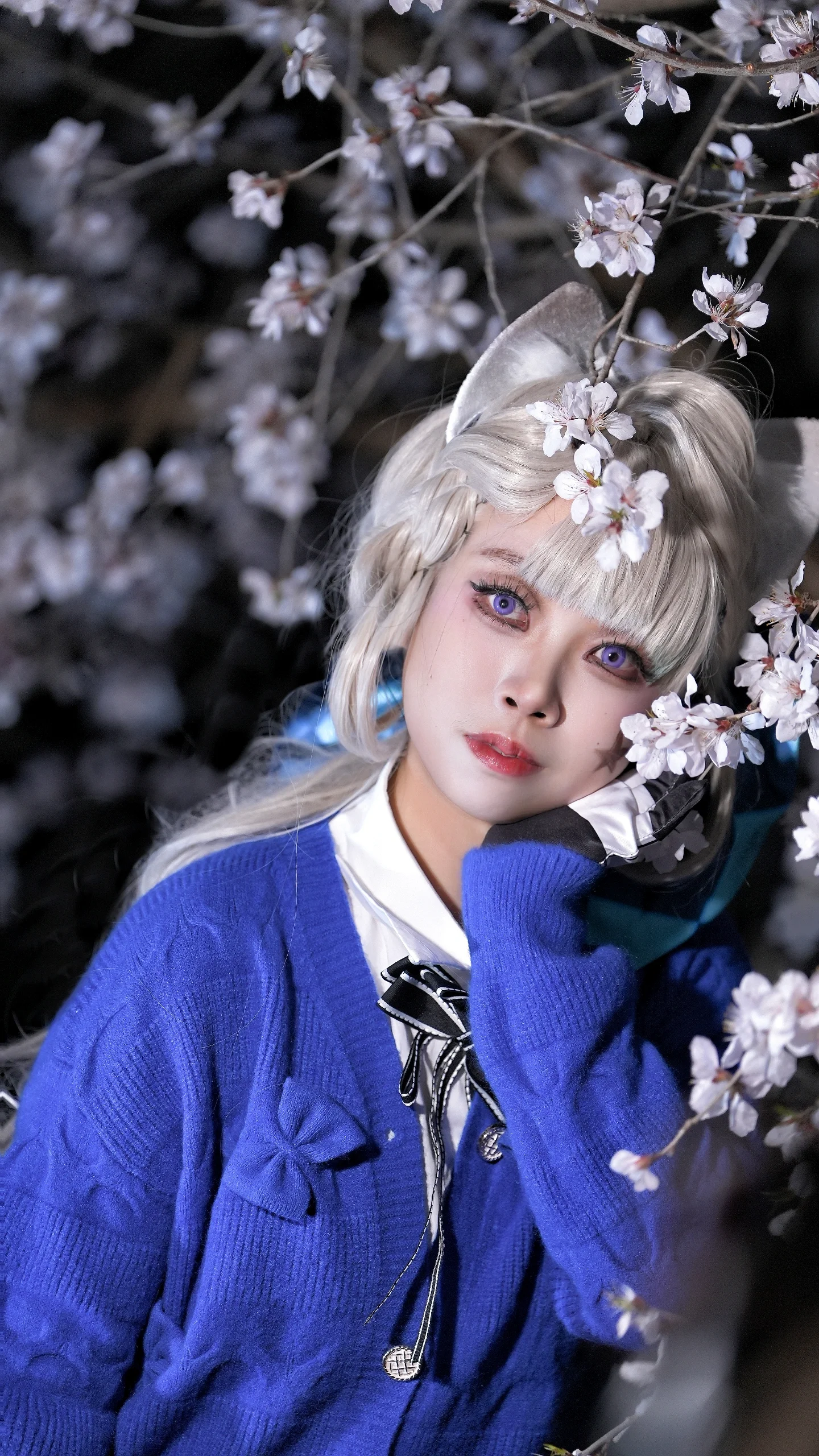 【琳妮特cos】夜樱与透明伞，捕捉游戏CG感的一瞬 - 第 8 张