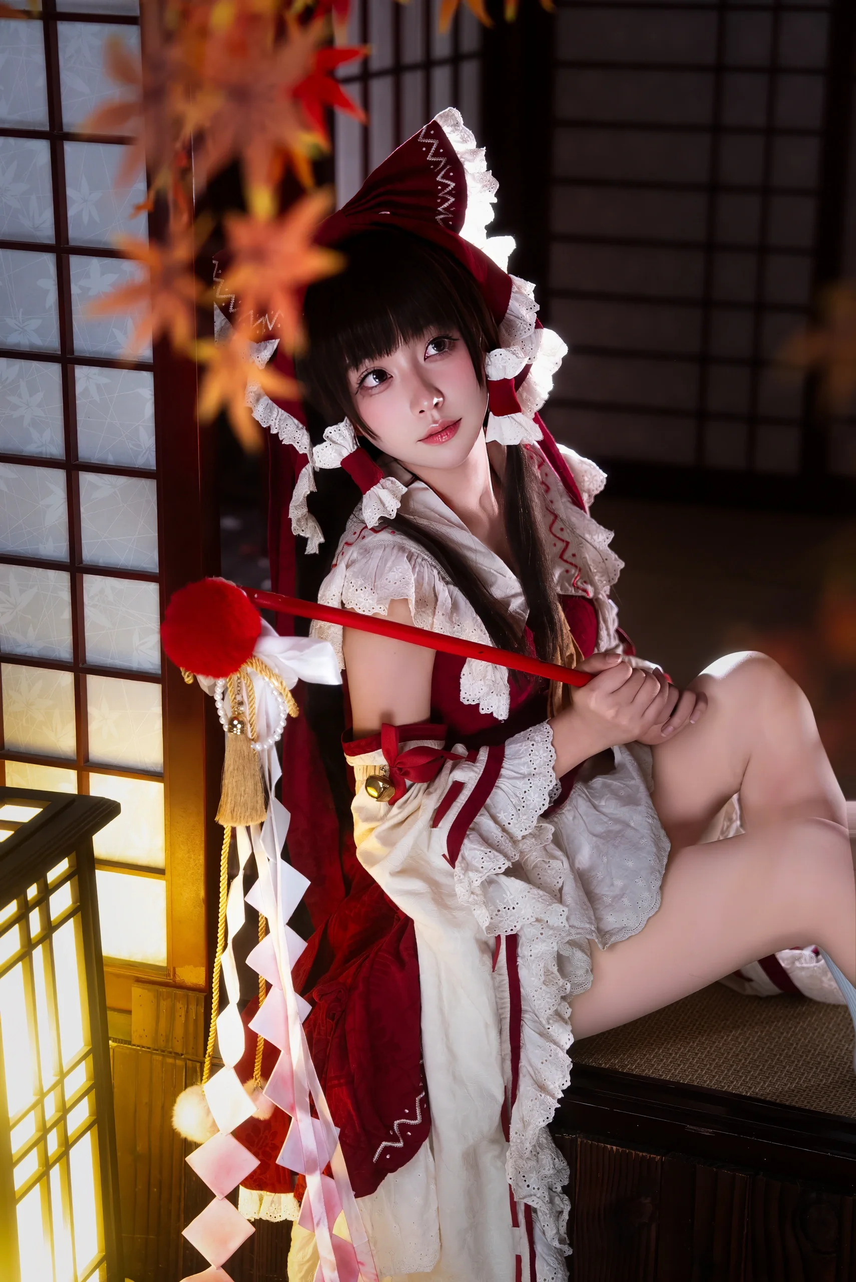 【博丽灵梦cos】东方project红白巫女的枫叶和室时光 - 第 9 张