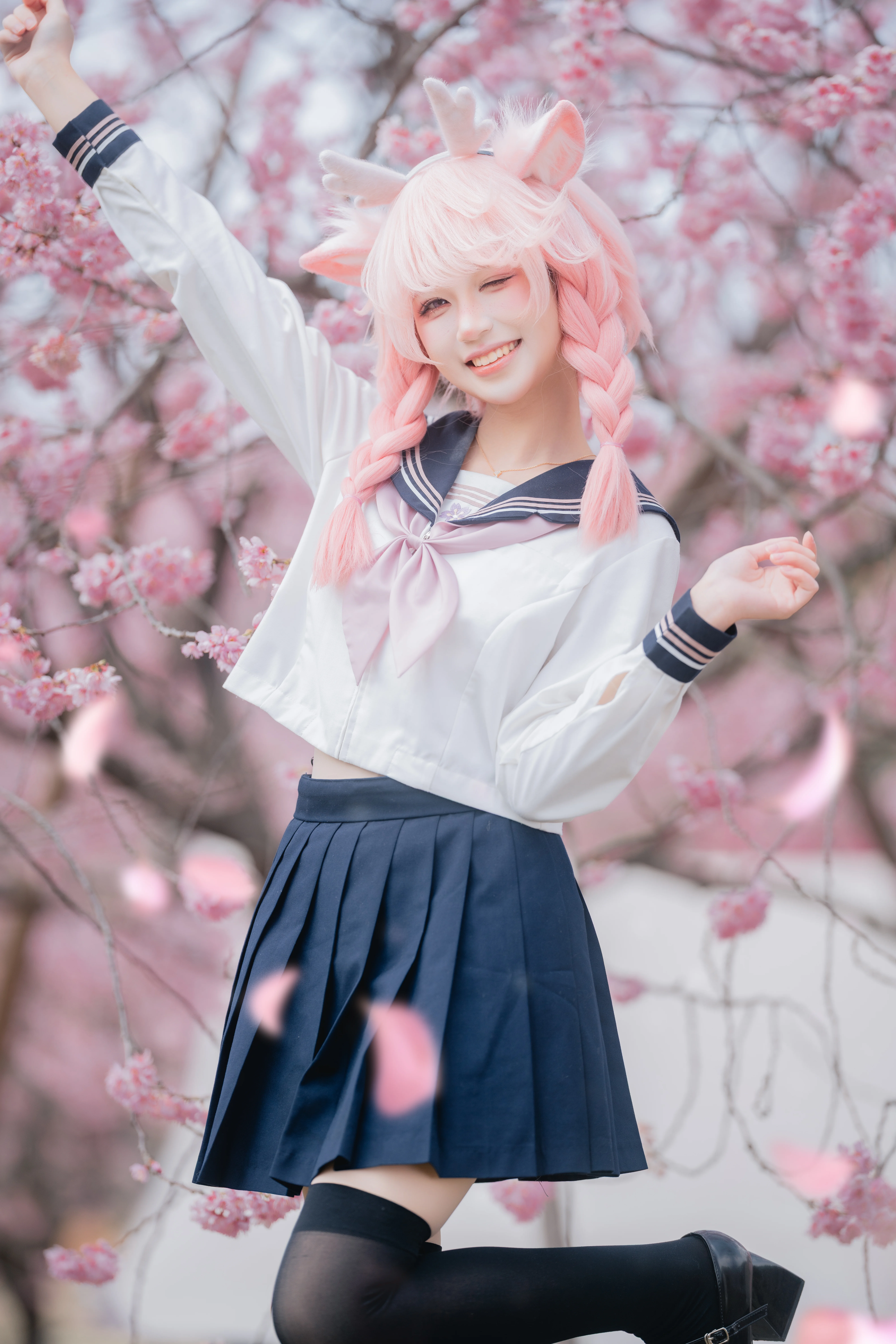 【瑶cos】樱花林里的赴约，春日JK造型分享 - 第 5 张