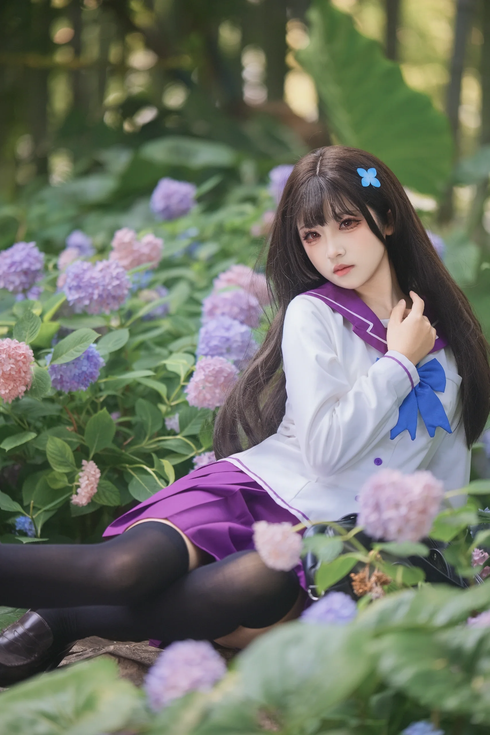 【散华礼弥cos】在绣球花丛中找回那份静谧的少女感 - 第 10 张