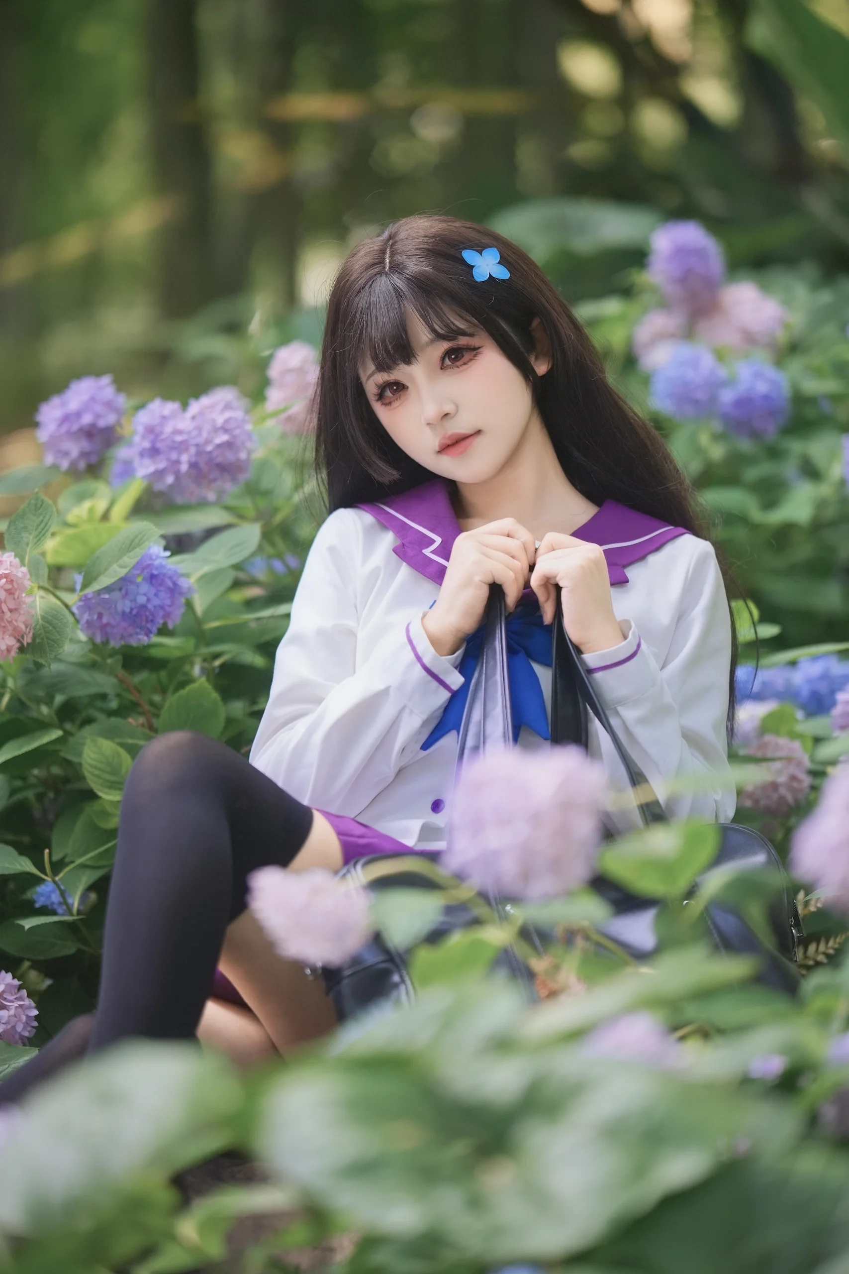 【散华礼弥cos】在绣球花丛中找回那份静谧的少女感 - 第 12 张