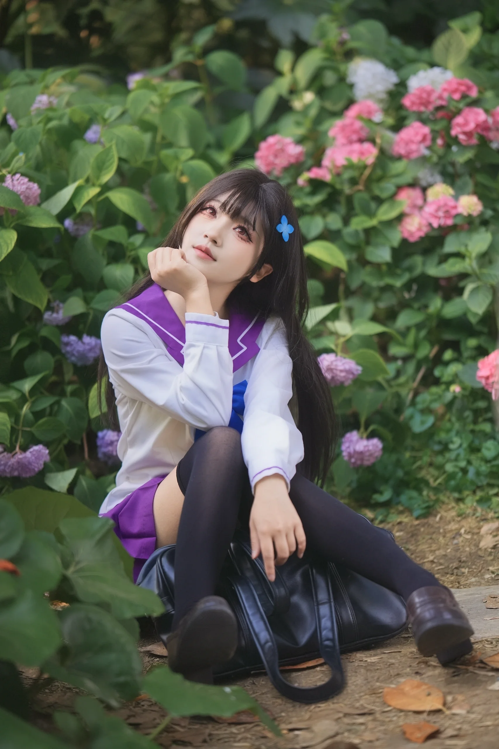 【散华礼弥cos】在绣球花丛中找回那份静谧的少女感 - 第 5 张