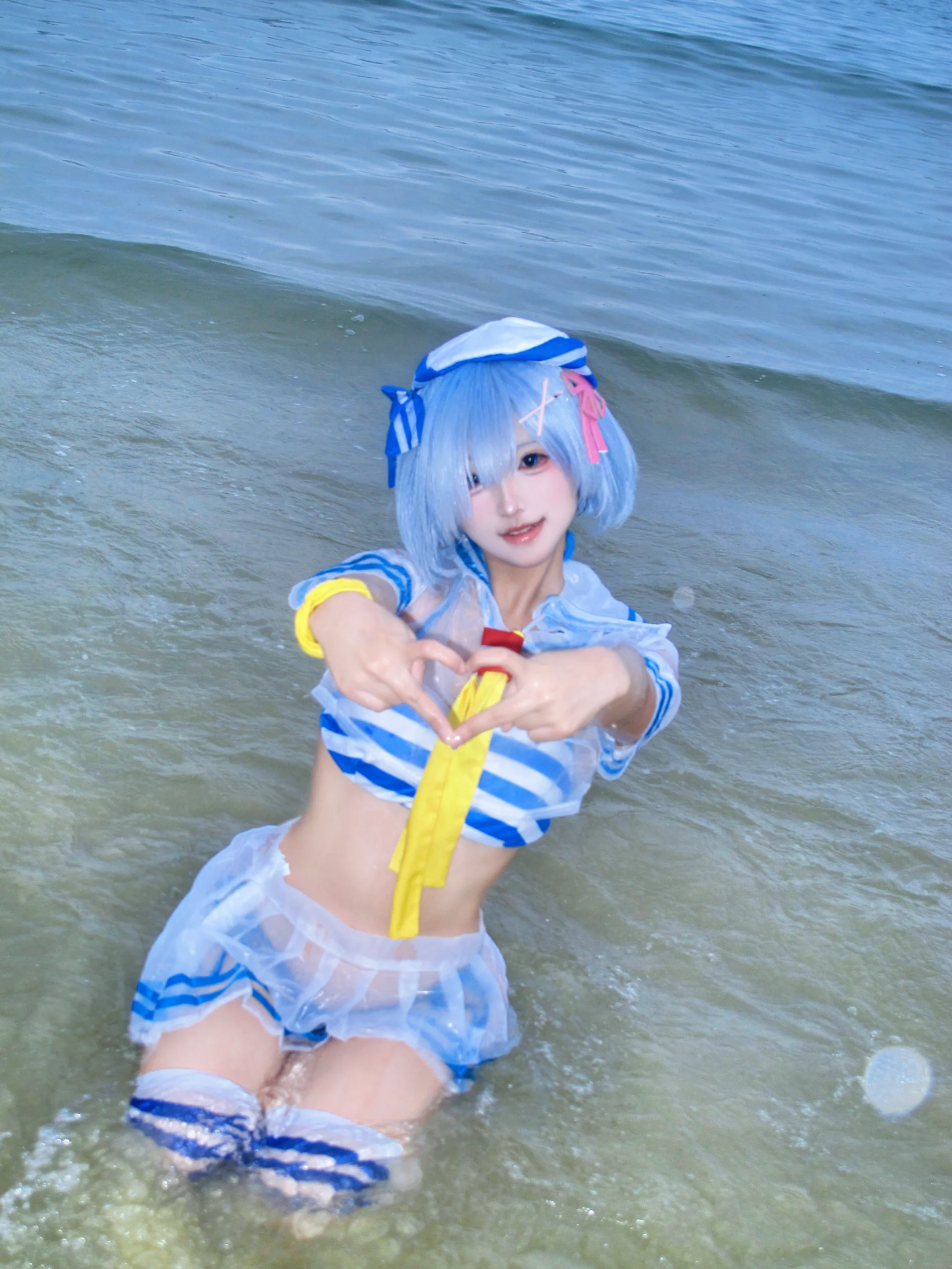 【蕾姆cos】平潭海边蓝白水手服夏日旅拍