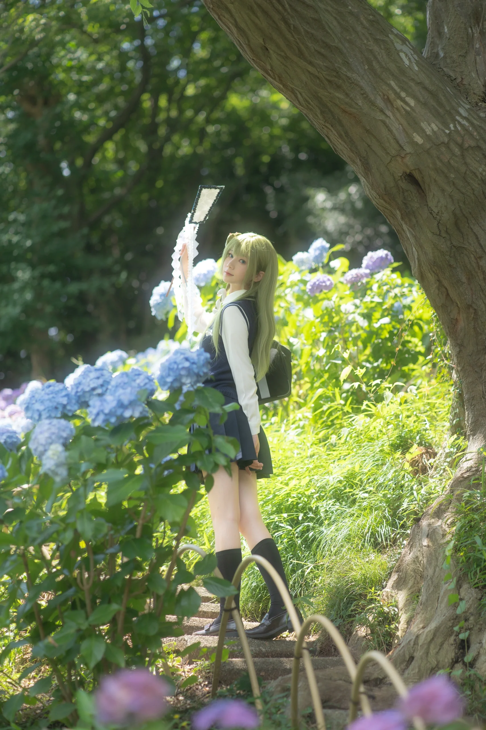 [Kochiya Sanae Cosplay] Summer Hydrangea Imprint at Nagaosan Myorakuji Temple - Image 6