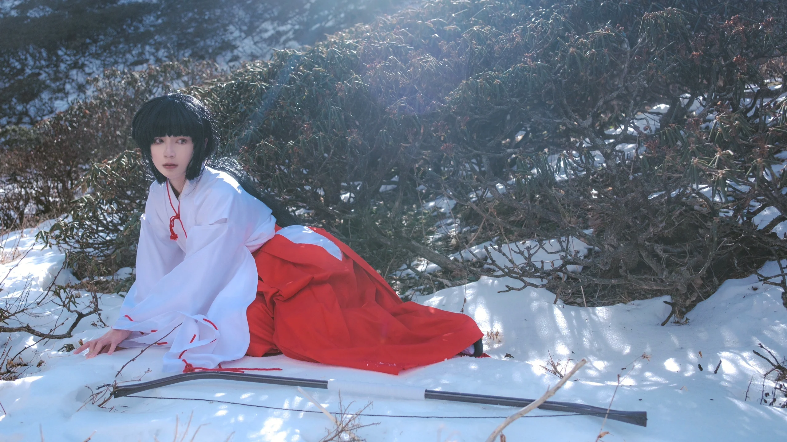 【桔梗cos犬夜叉】苍山雪景中的巫女与弓 - 第 12 张