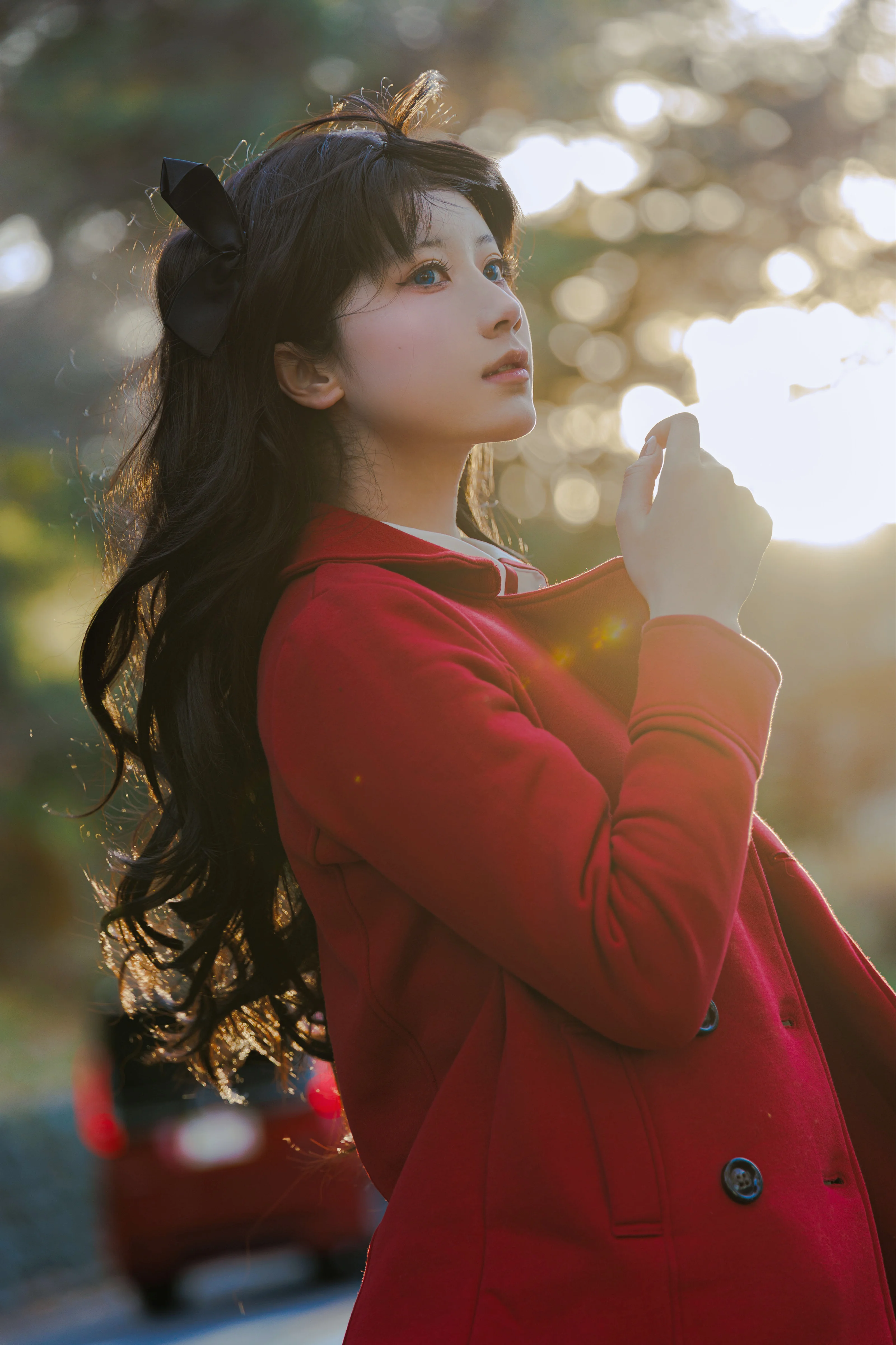 【远坂凛cos】Fate/stay night冬日的红黑优雅与黑丝穿搭 - 第 1 张