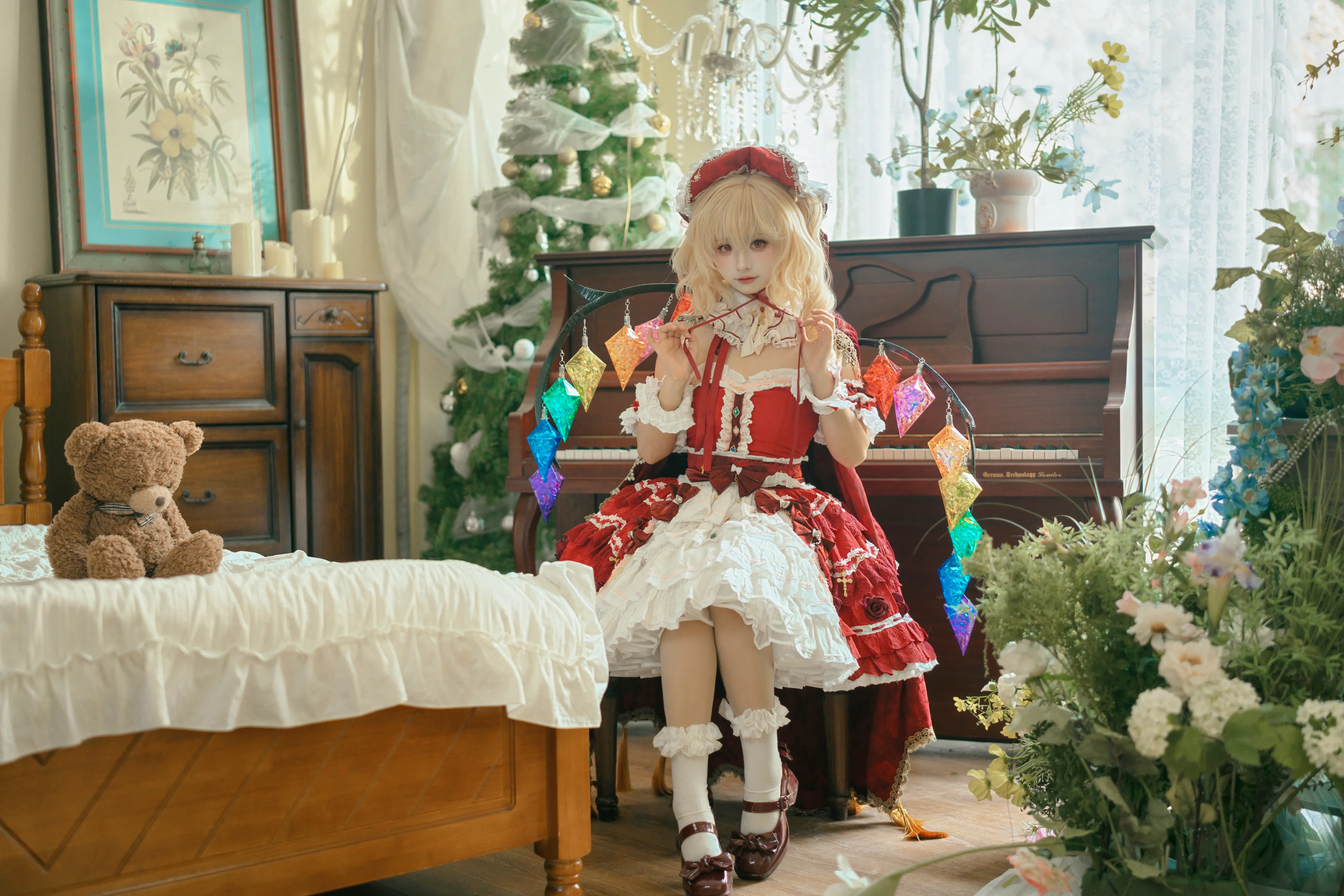 【芙兰朵露cos】东方project的圣诞红白搭配，冬日氛围感拉满 - 第 2 张