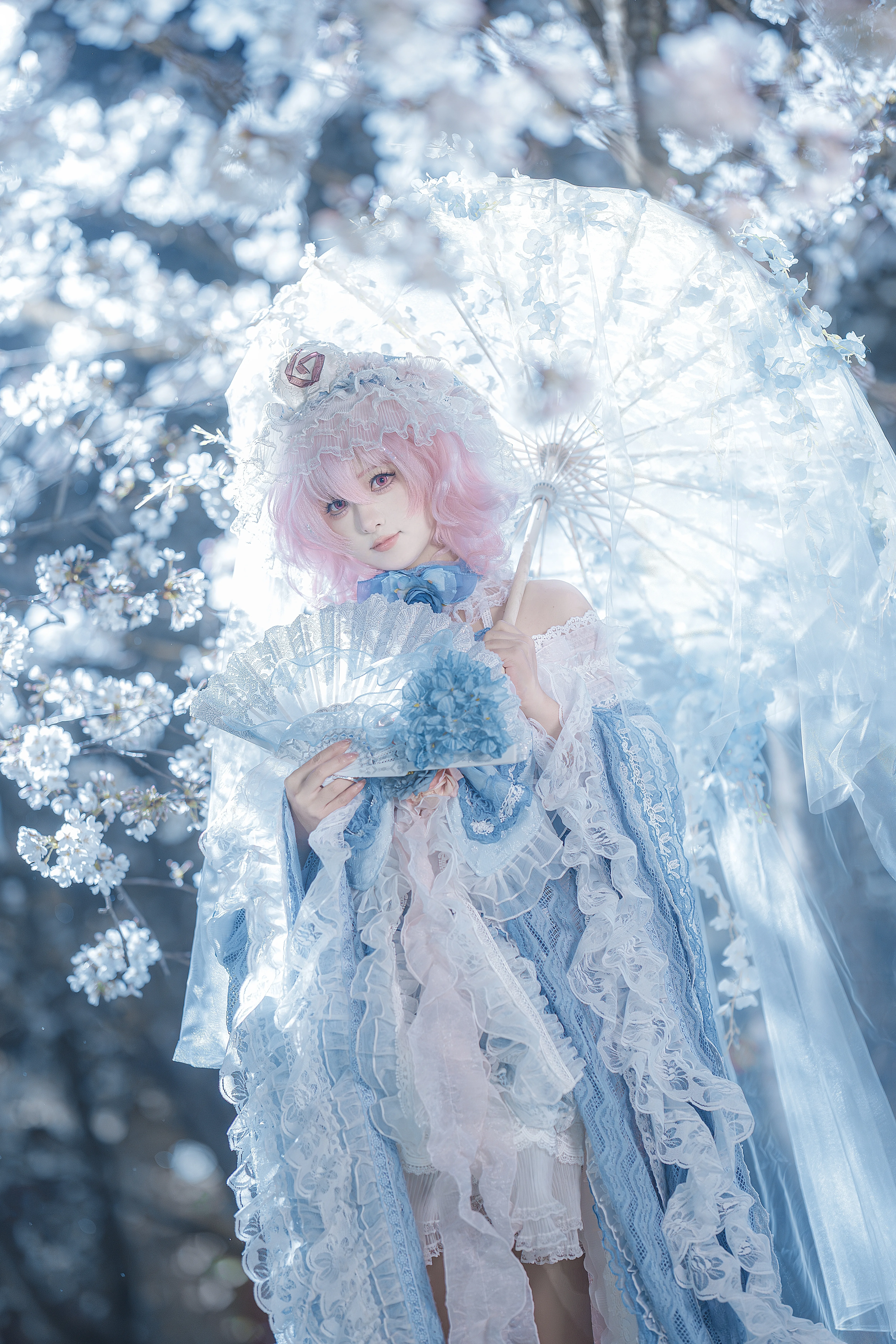 【西行寺幽幽子cos】白玉楼夜樱下的冷感幻梦 - 第 1 张