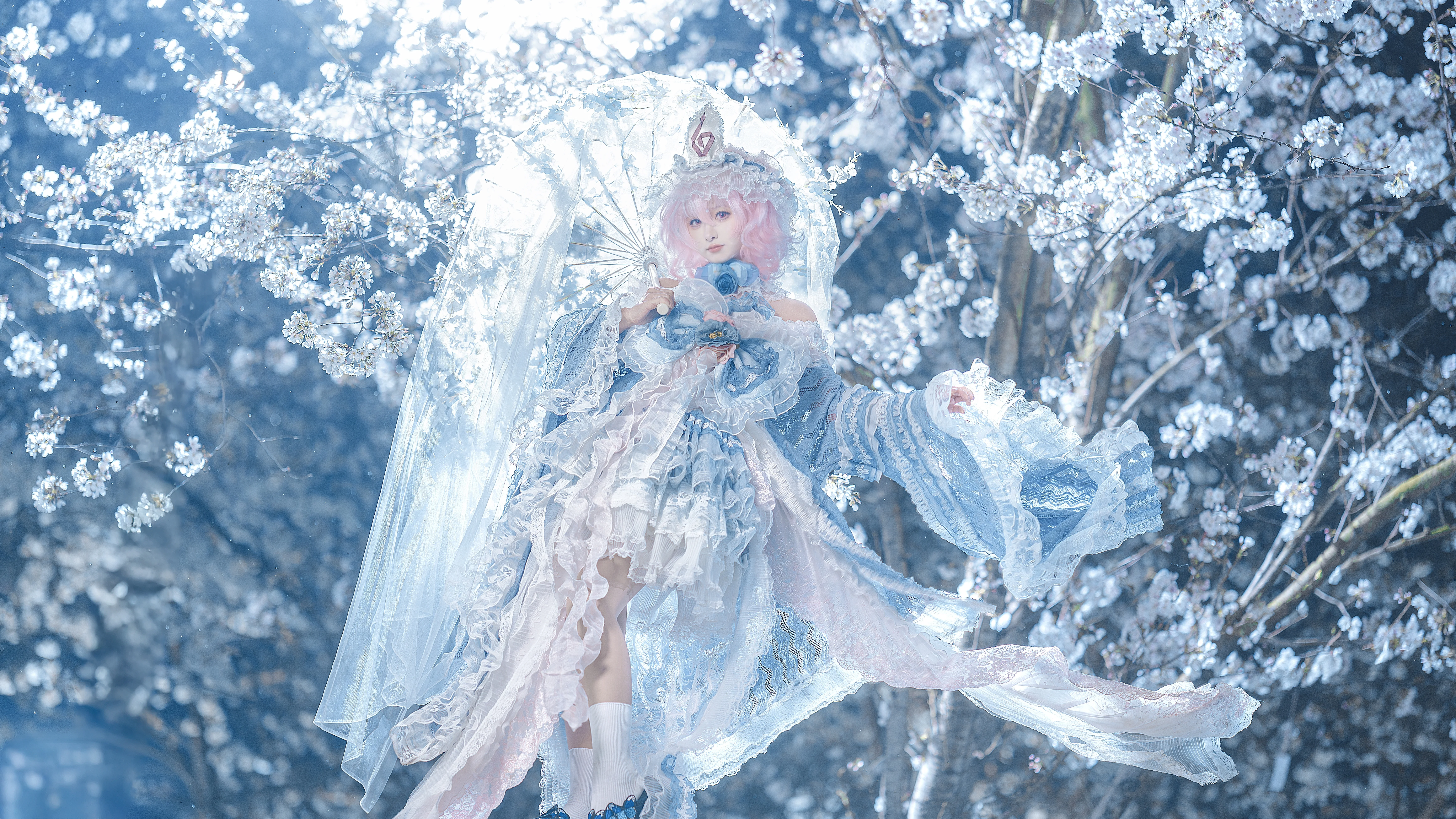 【西行寺幽幽子cos】白玉楼夜樱下的冷感幻梦 - 第 4 张