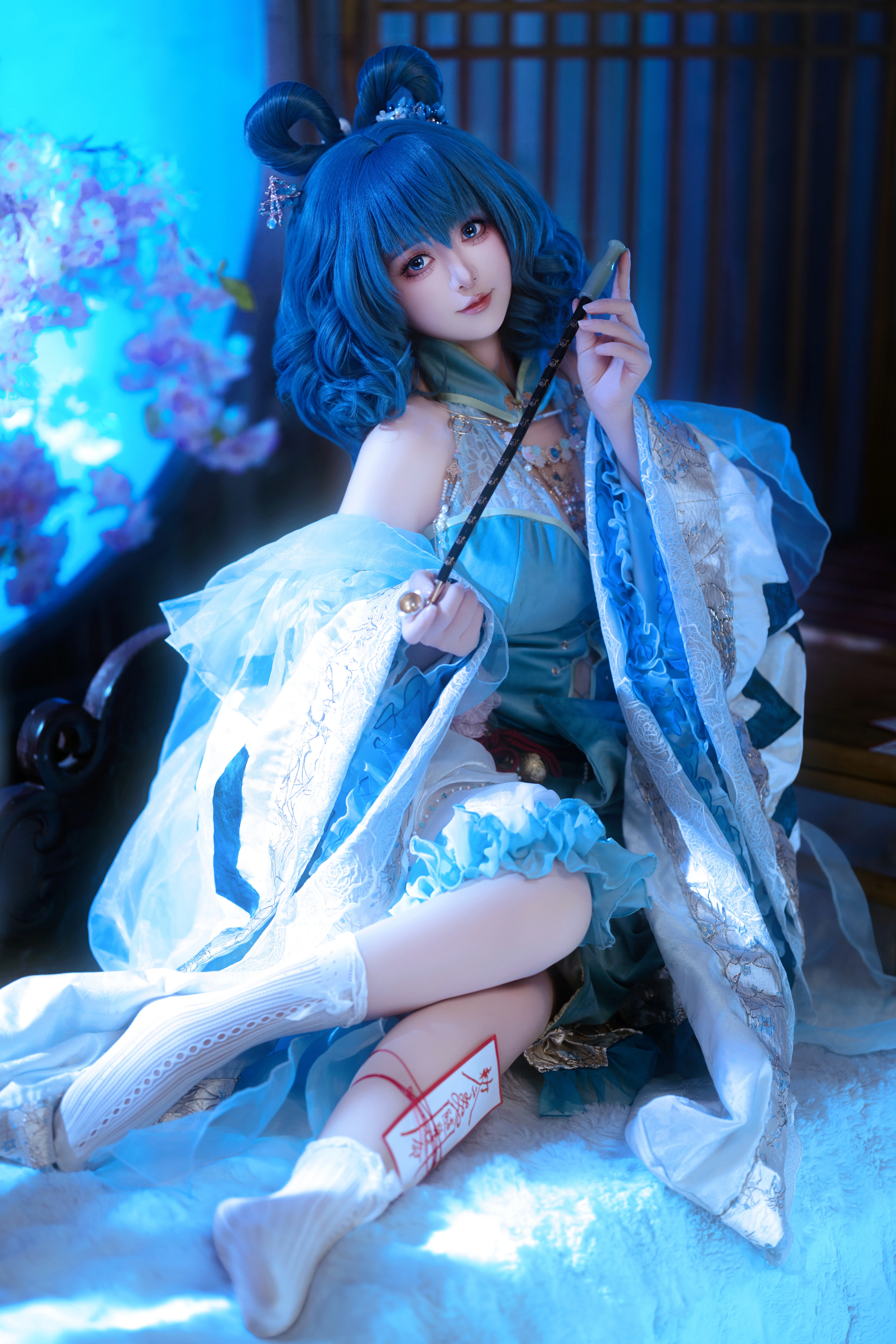 【霍青娥cos】东方Project的蓝白轻纱与符咒印记 - 第 2 张