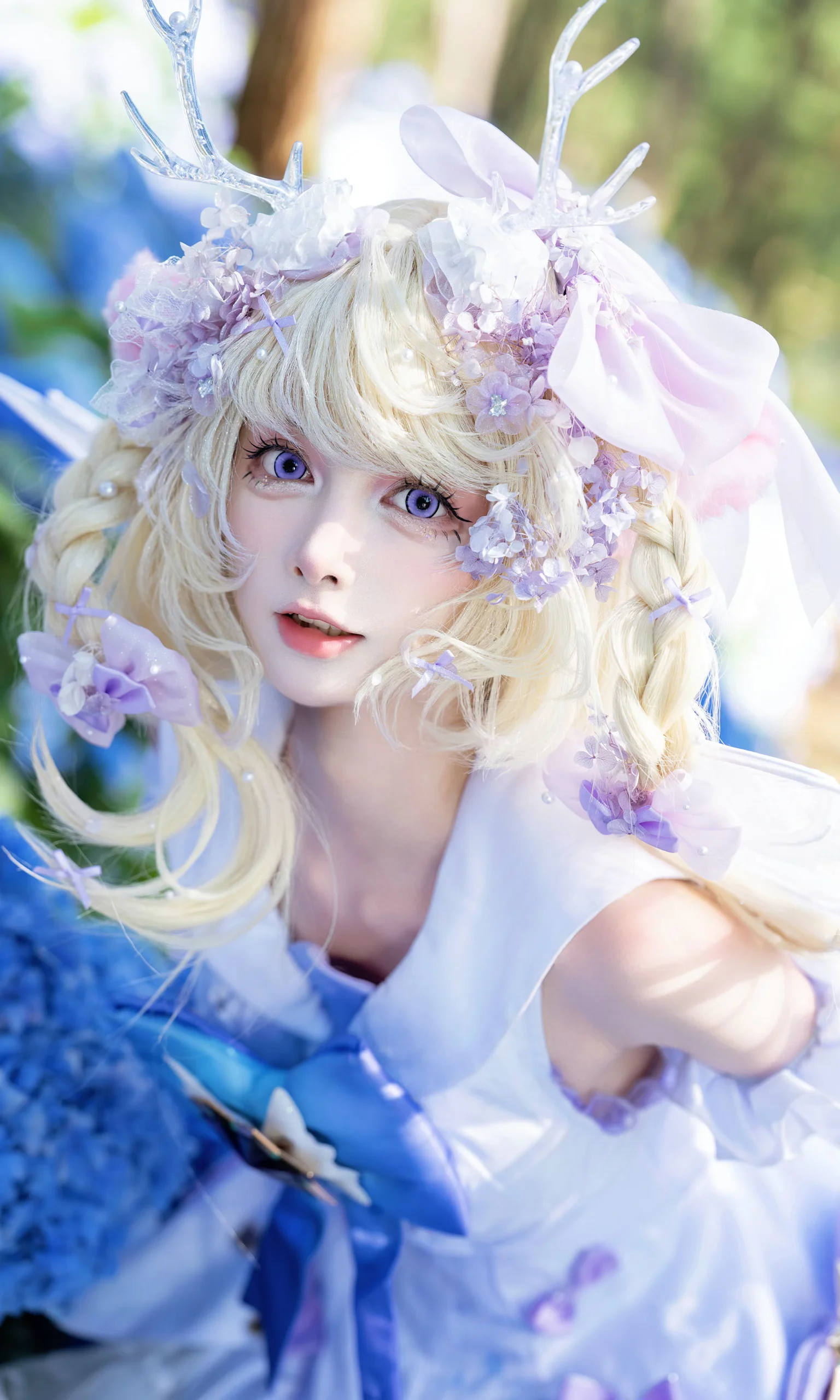 【精灵风cos】在蓝紫色绣球花海里的静谧时光 - 第 7 张