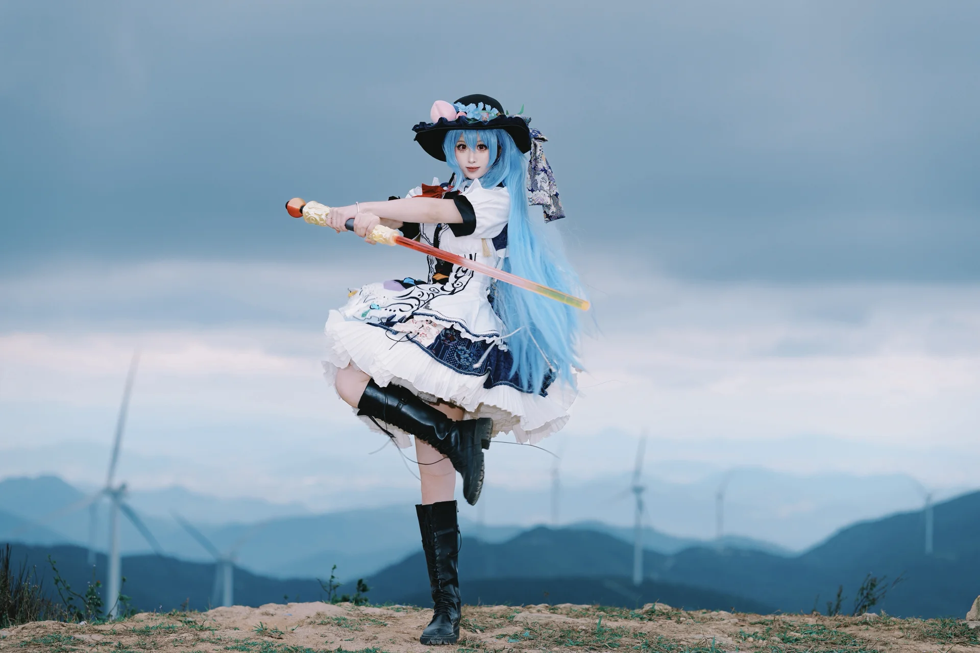 【比那名居天子cos】东方project，山顶风车下的魔法使