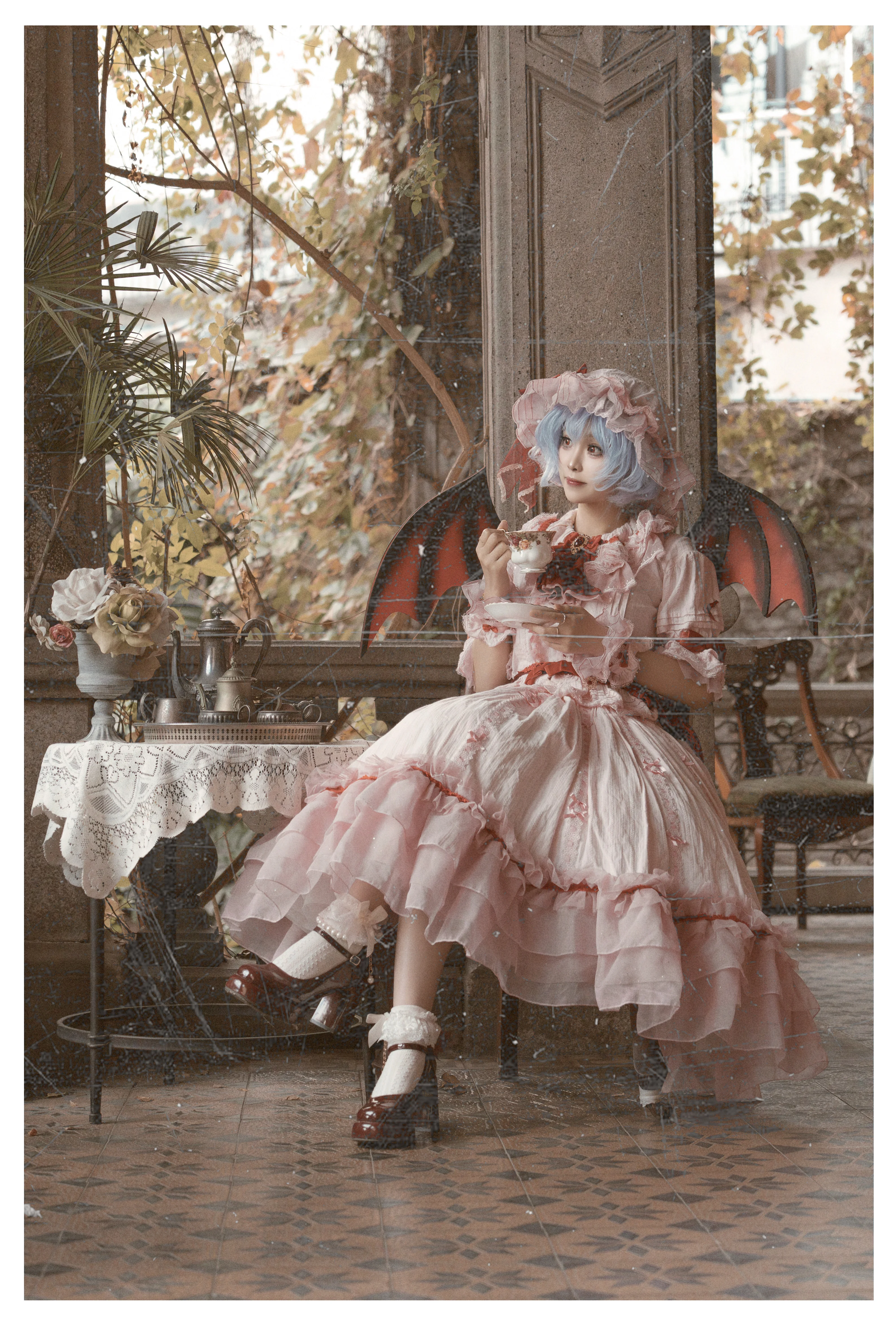 【蕾米莉亚cos】东方project，红魔馆阳台的复古红茶时光 - 第 1 张