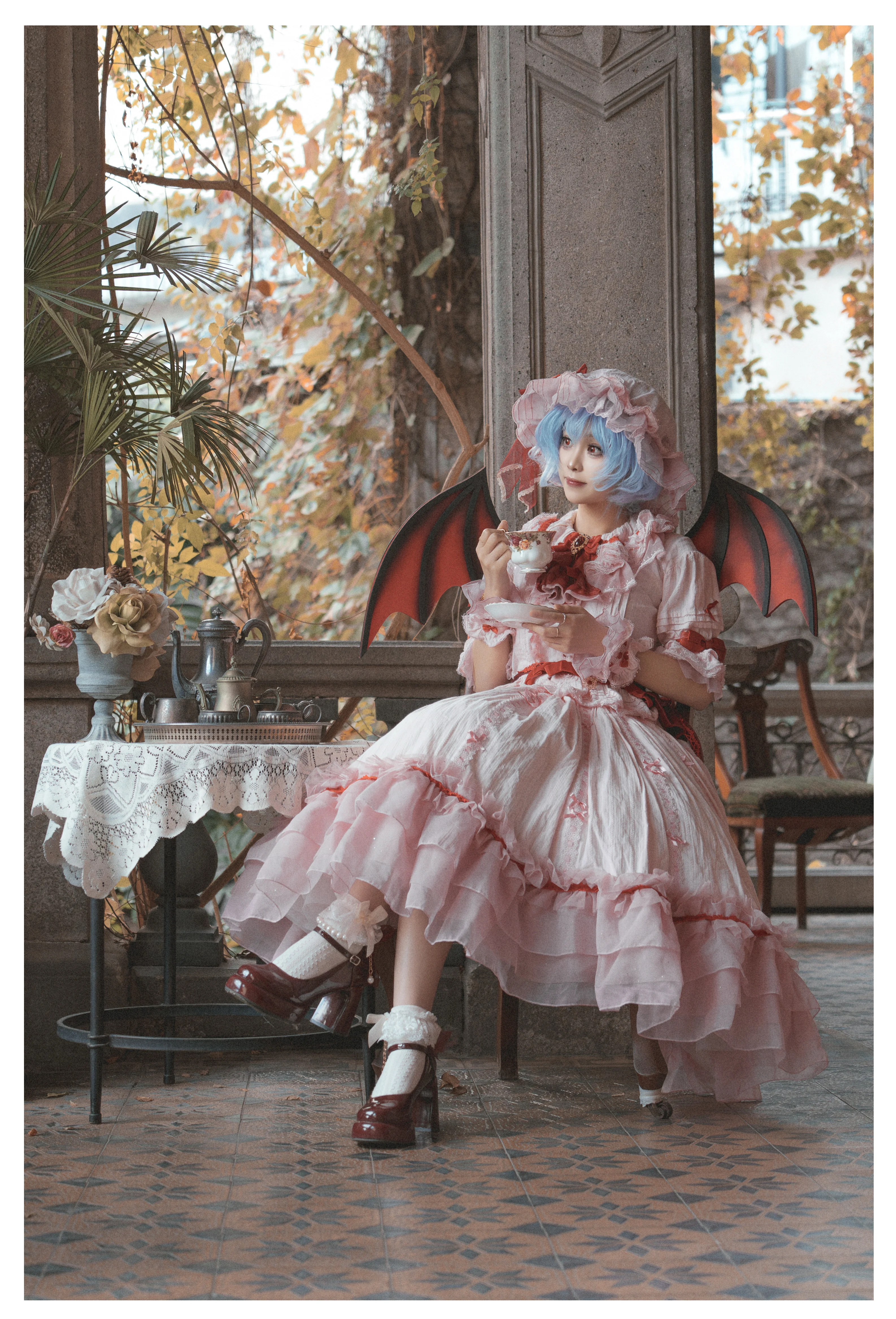 【蕾米莉亚cos】东方project，红魔馆阳台的复古红茶时光 - 第 2 张