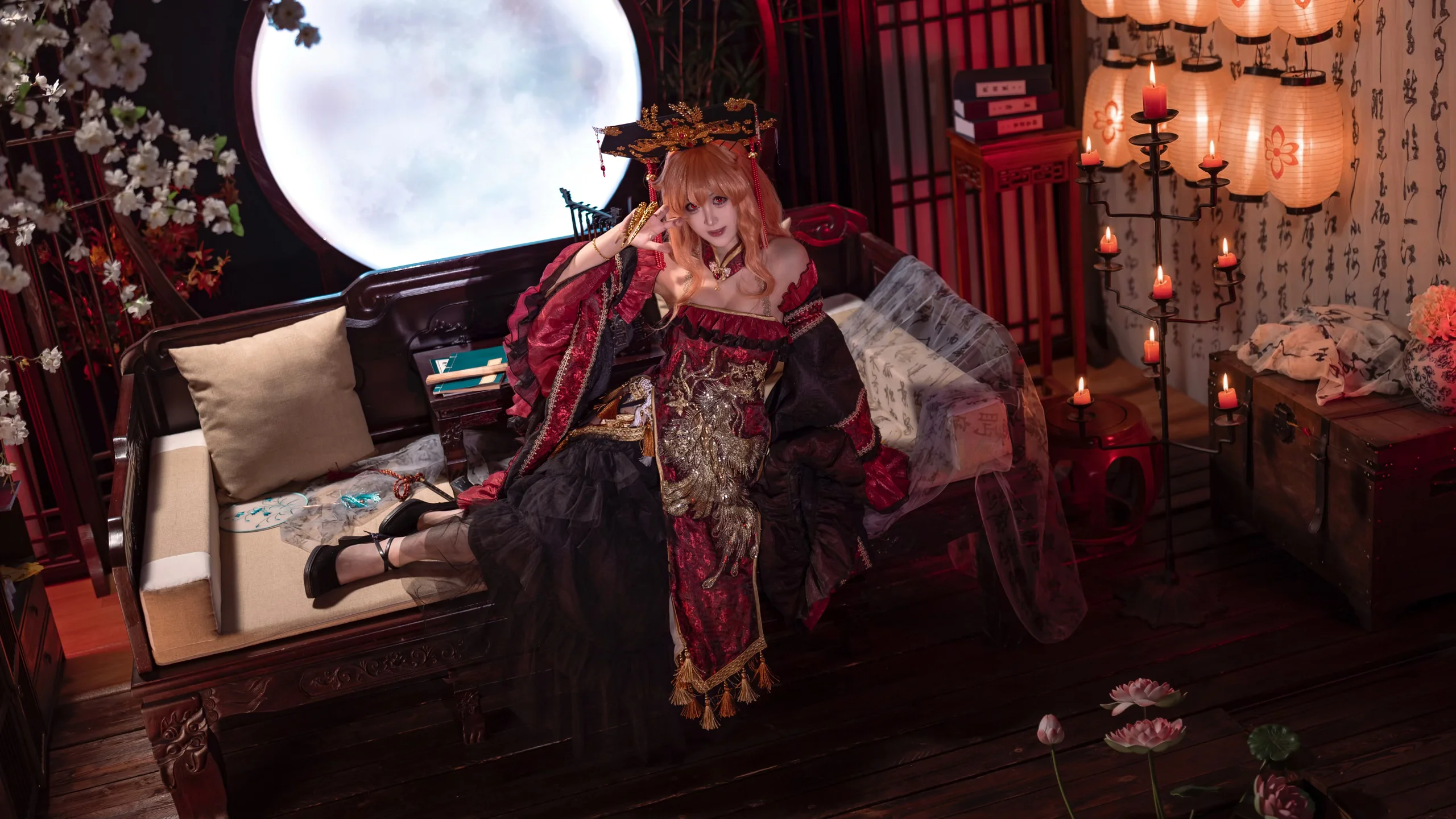 【东方Project纯狐cos】此恨绵绵的月下红黑演绎