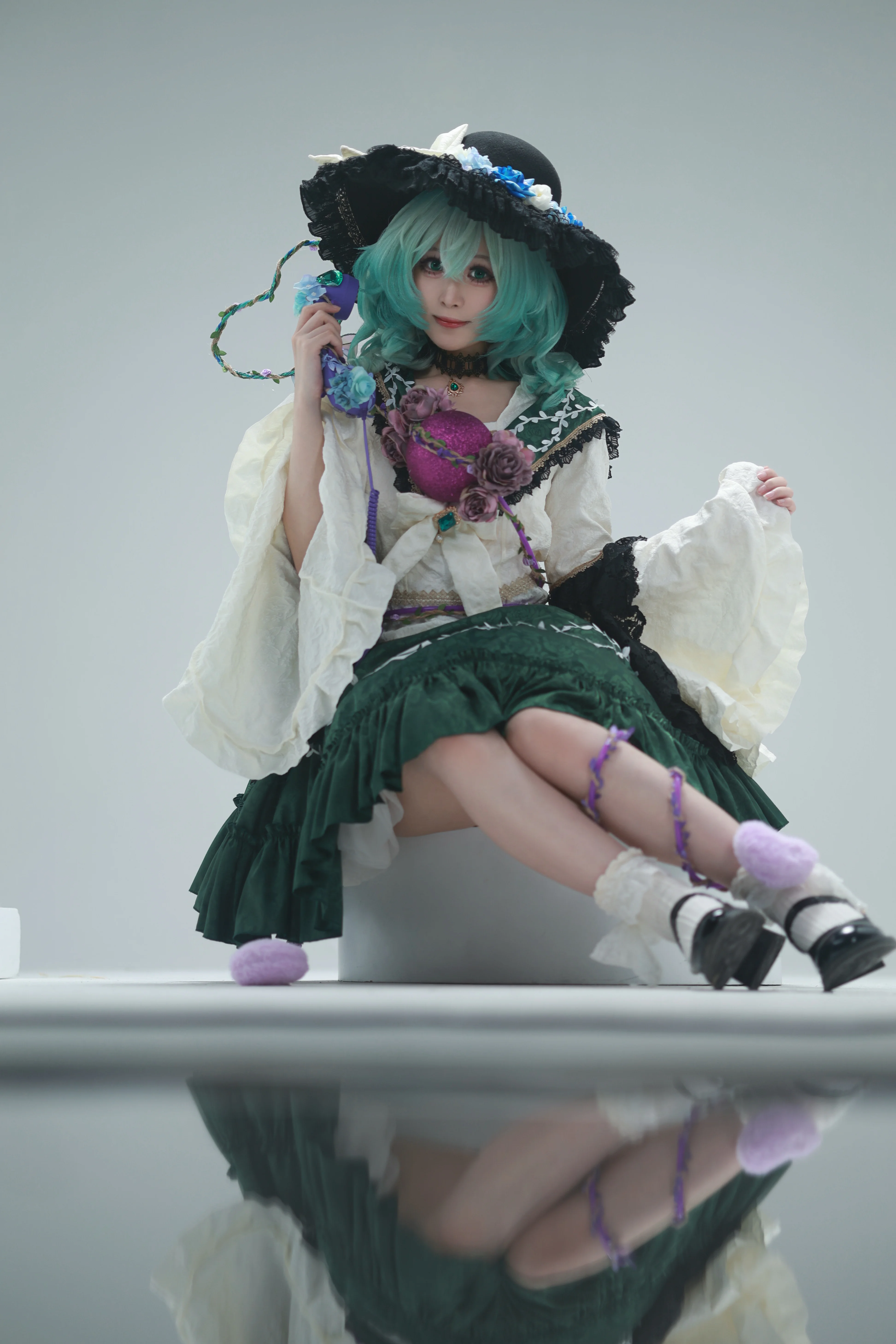 【古明地恋cos】东方project恋恋日的薄荷绿复古定格 - 第 1 张