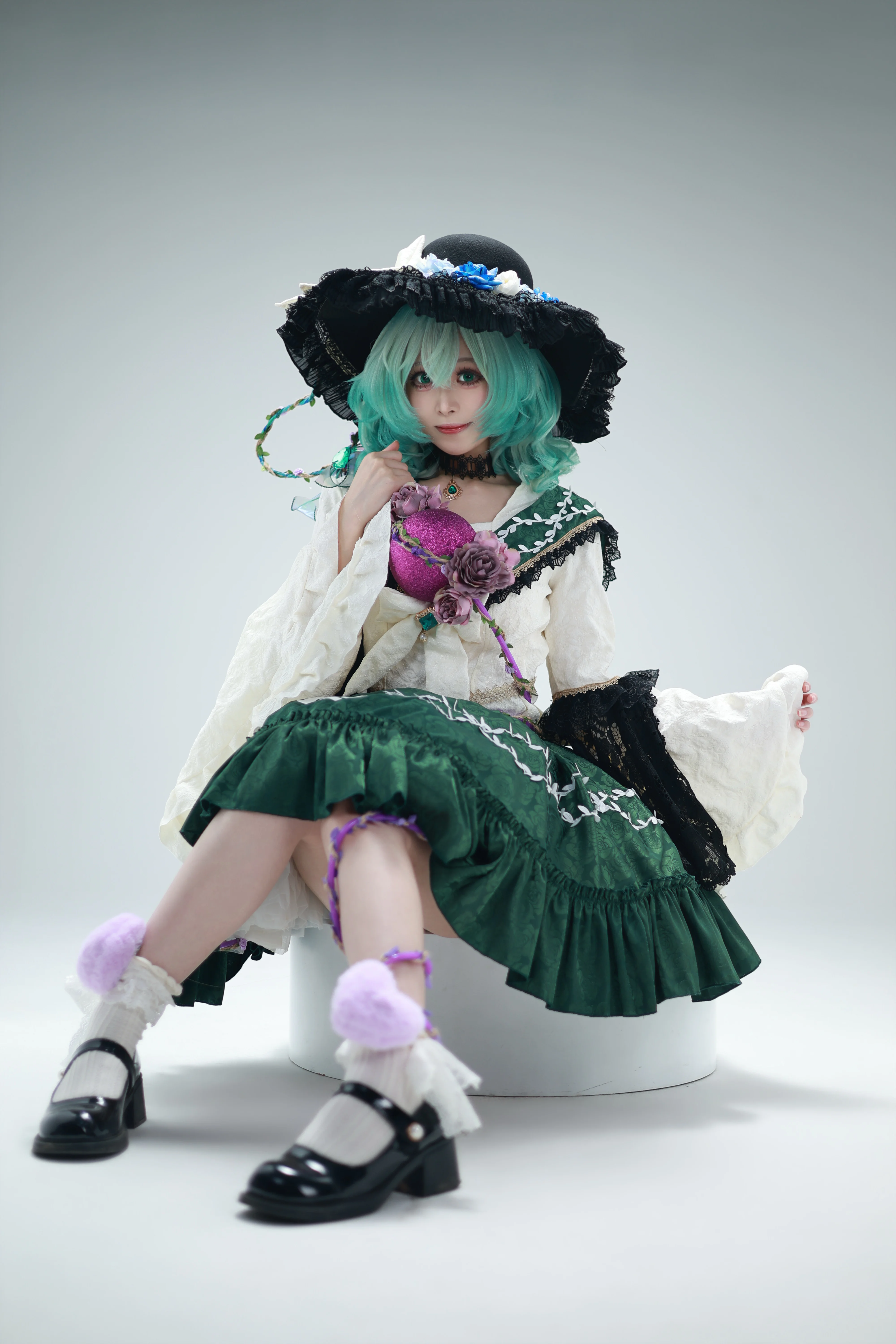 【古明地恋cos】东方project恋恋日的薄荷绿复古定格