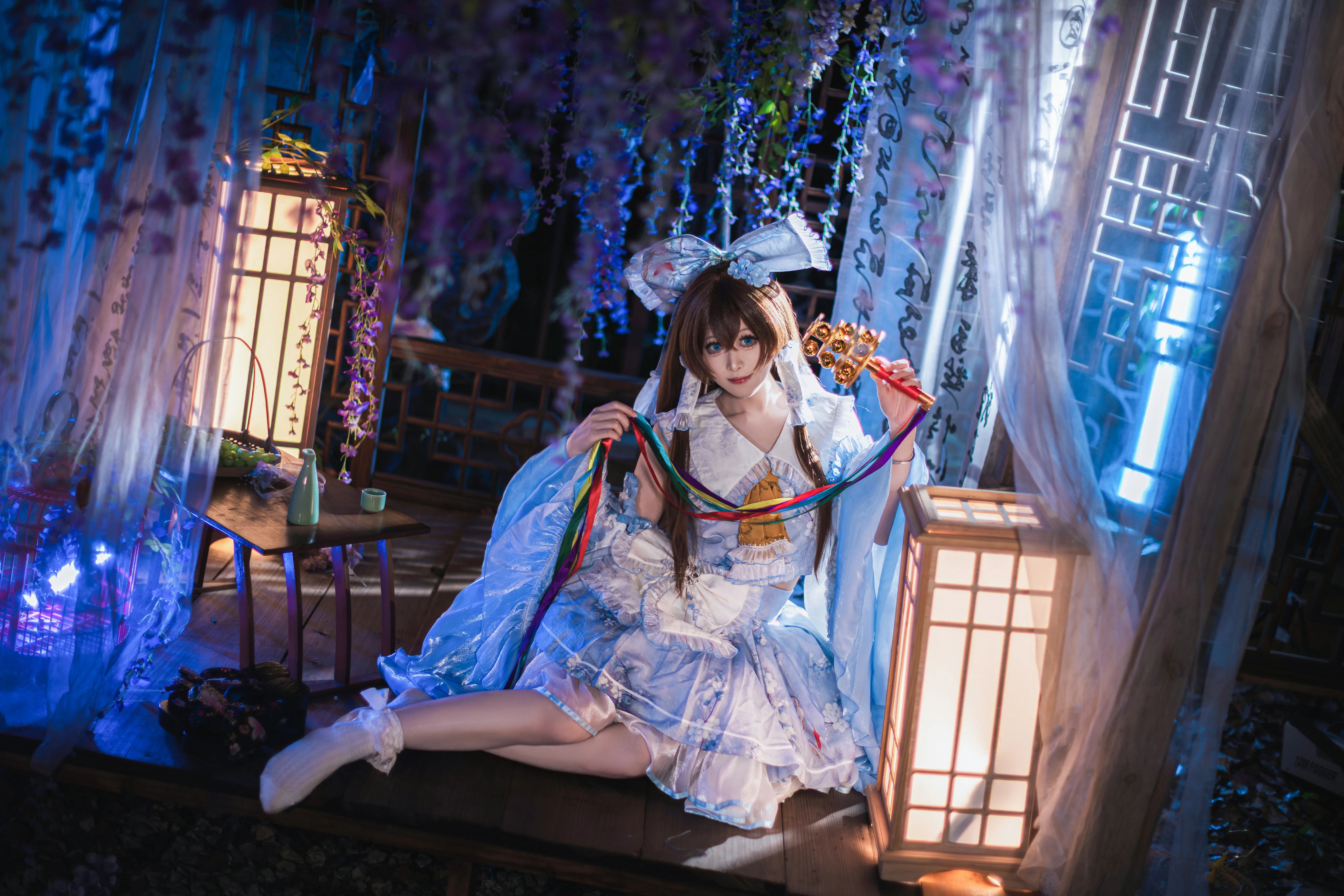 博丽灵梦cos 沉溺于夜色中的东方project静谧时光