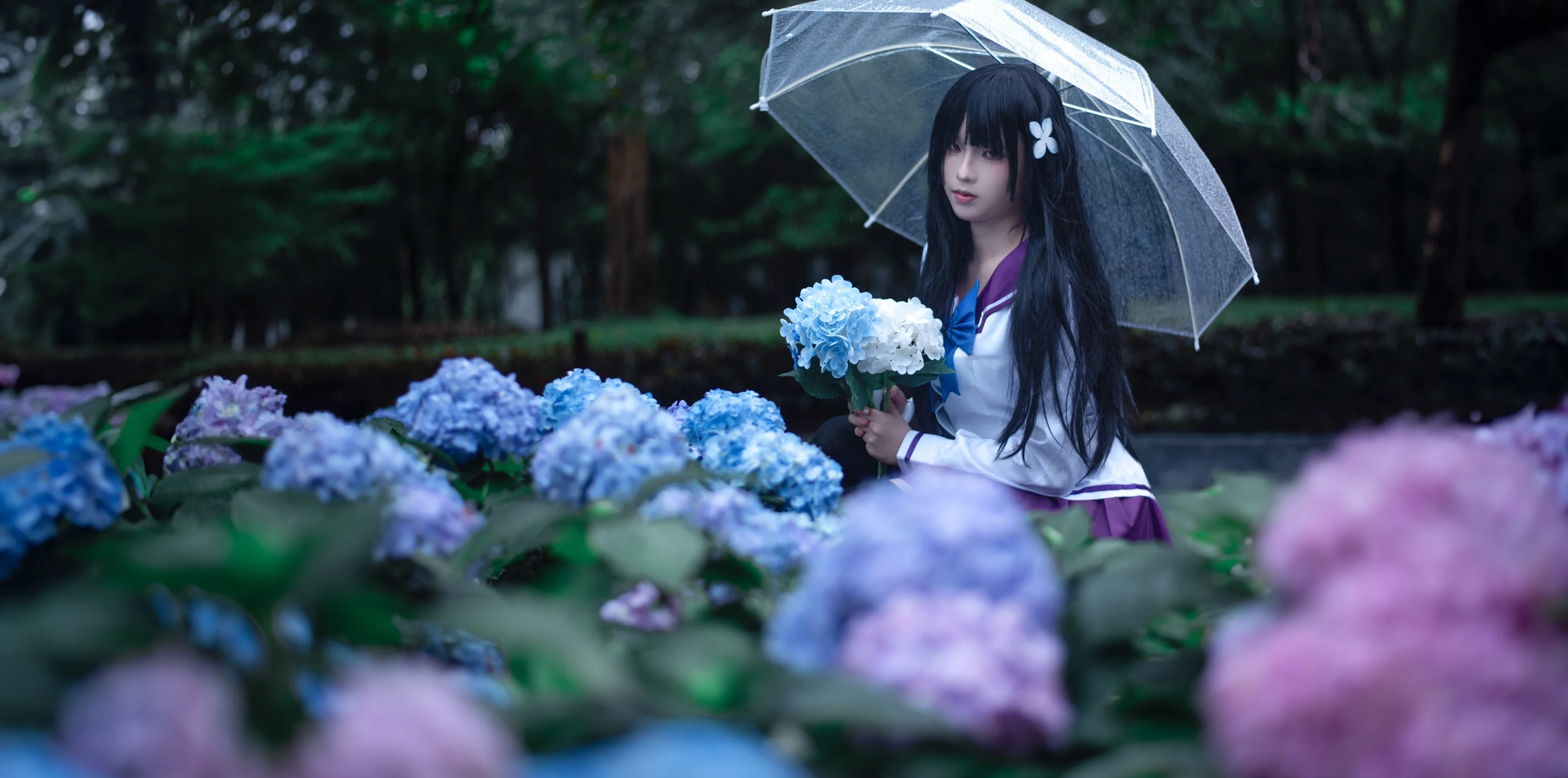 【散华礼弥cos】在绣球花与雨雾中复刻那份清冷与静谧 - 第 7 张