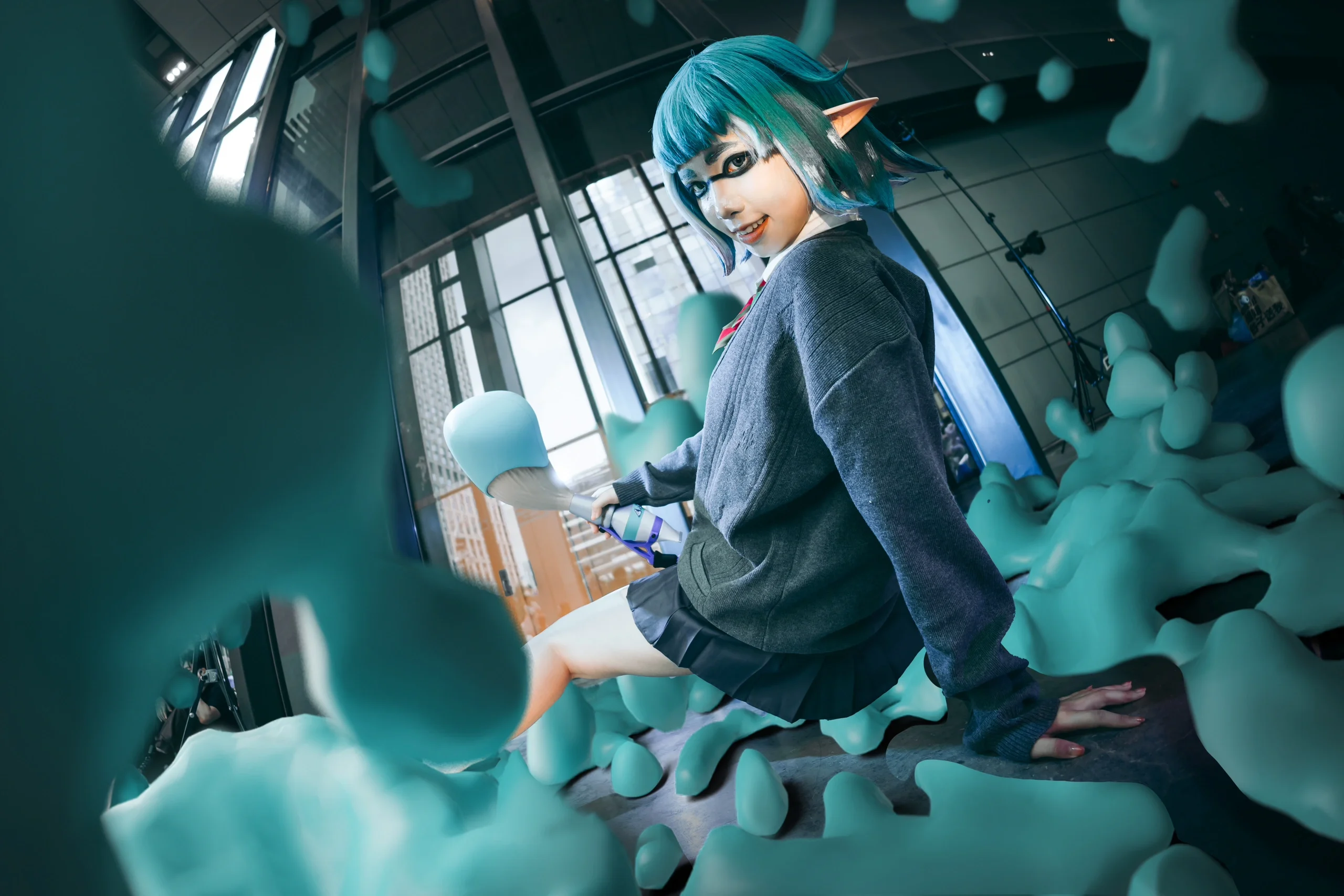 【スプラトゥーン3 コスプレ】インクが飛び散る清涼感あふれるスクールスタイル - 2 枚目
