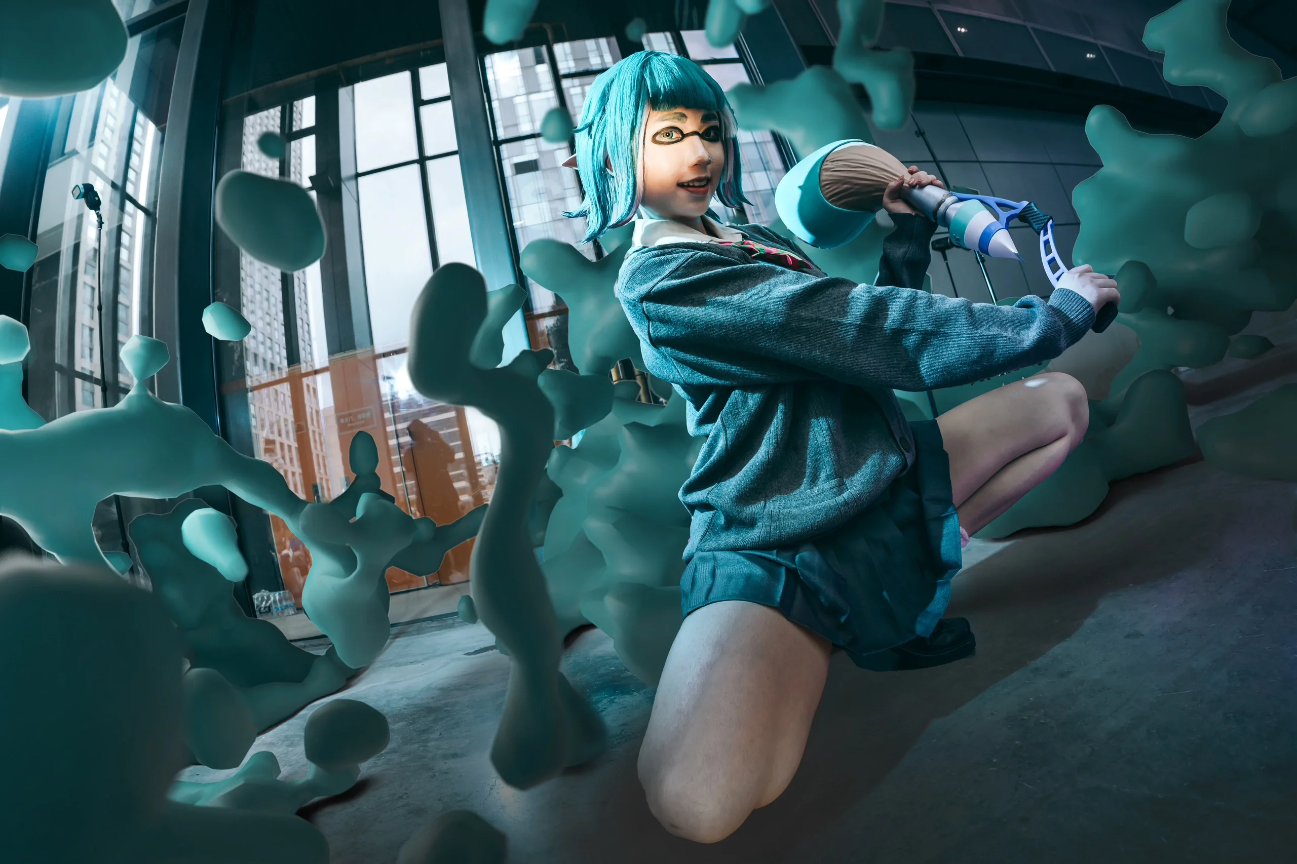 【スプラトゥーン3 コスプレ】インクが飛び散る清涼感あふれるスクールスタイル - 3 枚目