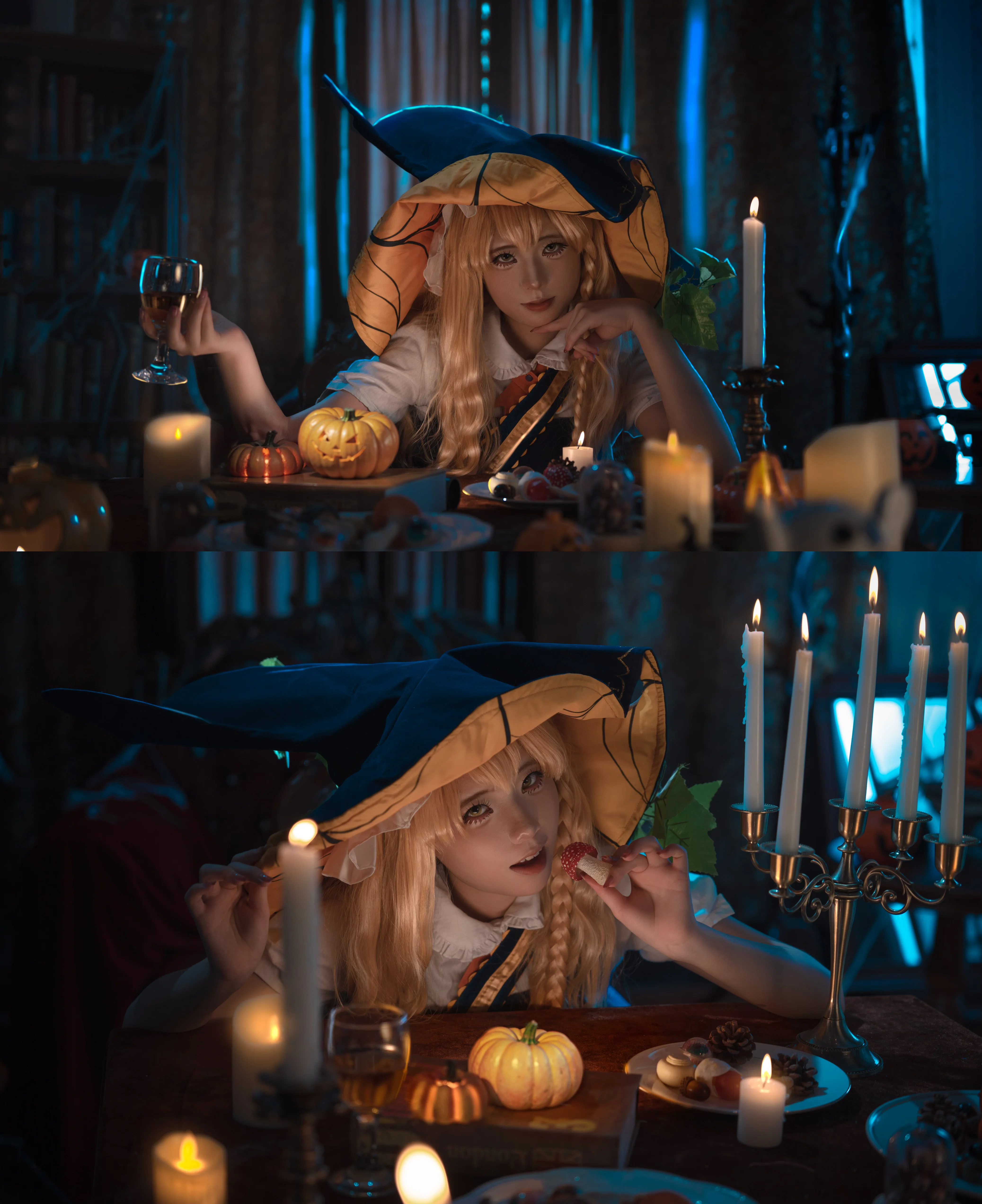 【雾雨魔理沙cos】东方Project的万圣夜，烛光南瓜和魔法 - 第 1 张
