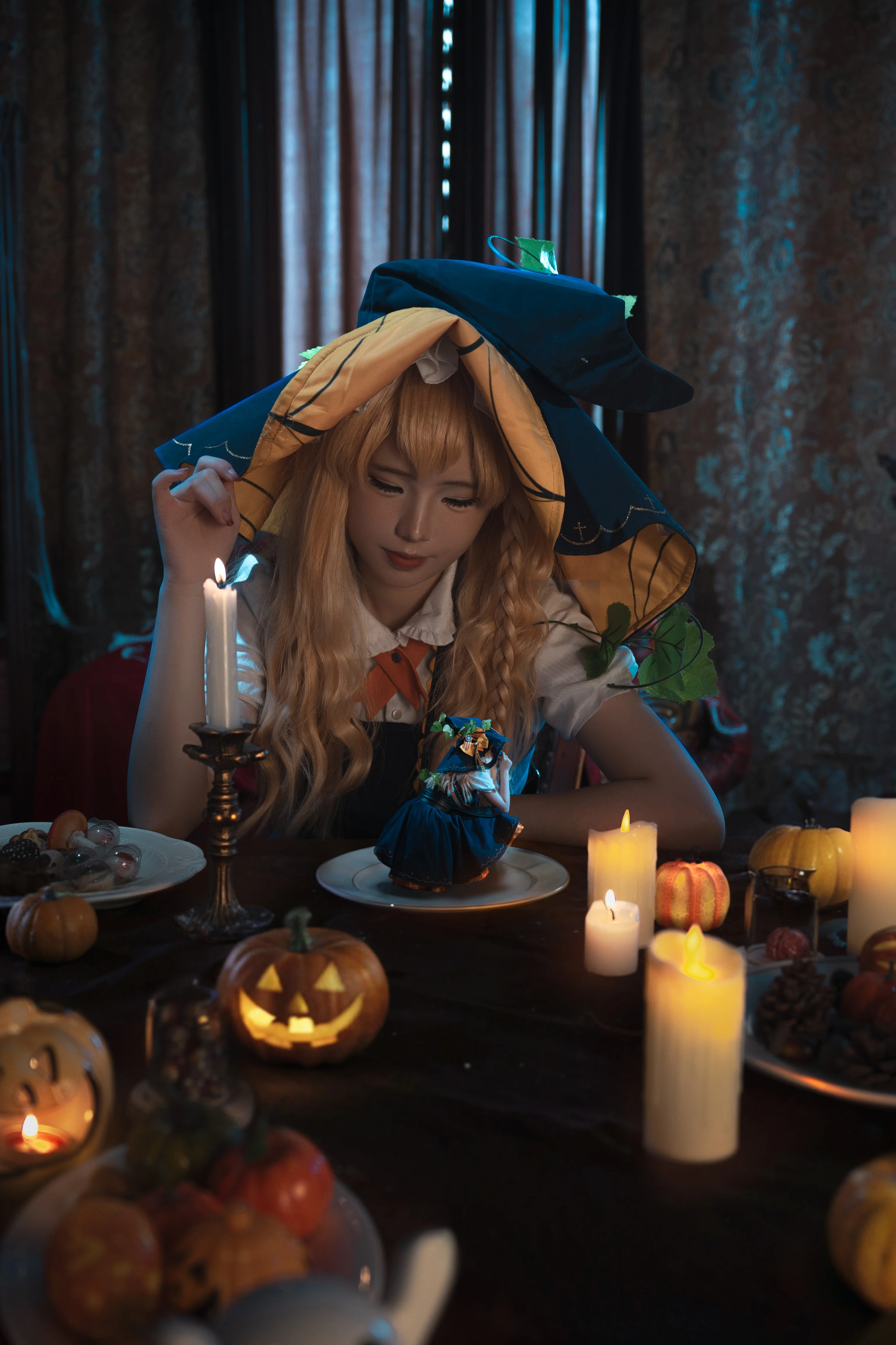 【雾雨魔理沙cos】东方Project的万圣夜，烛光南瓜和魔法 - 第 3 张