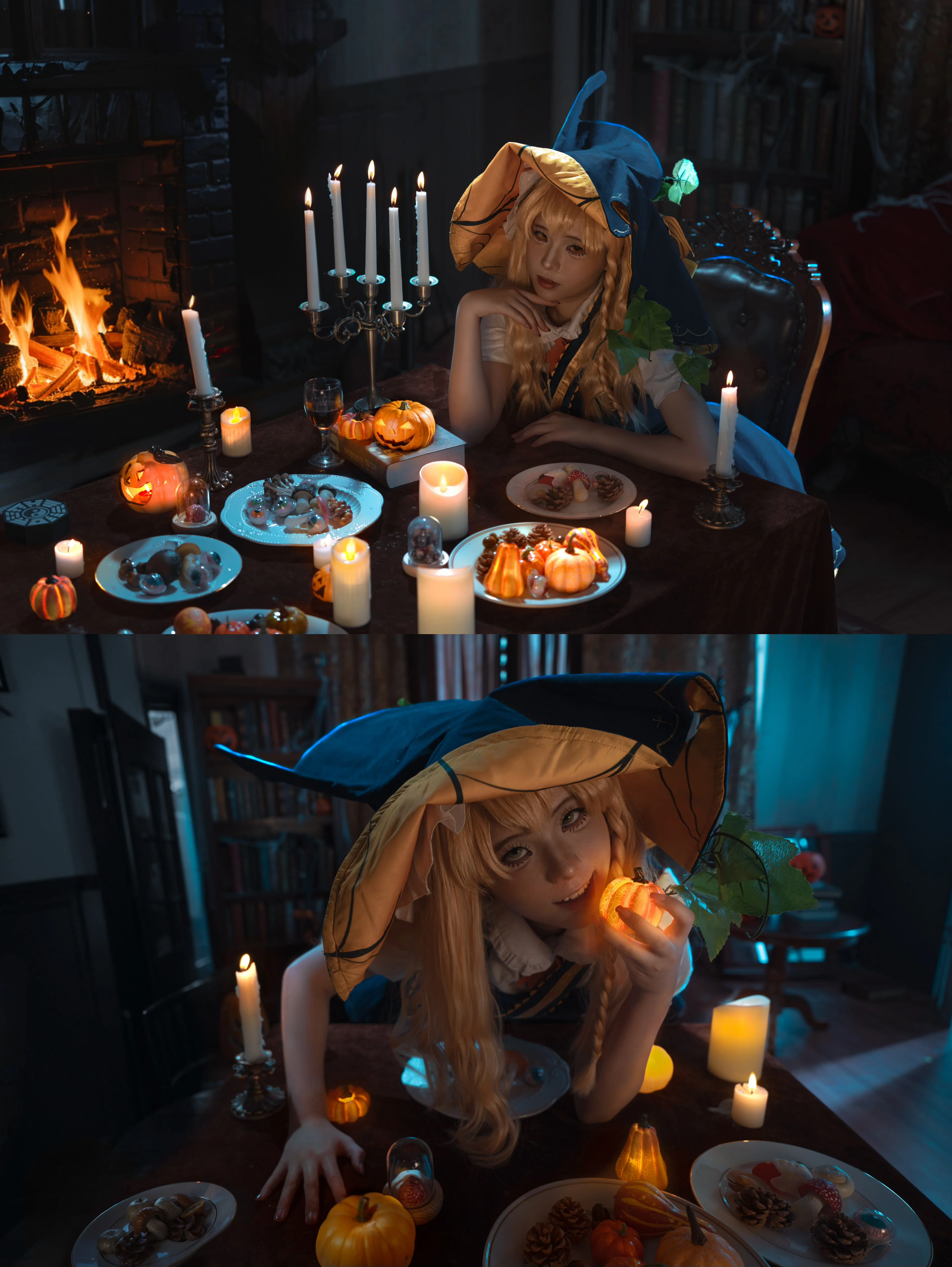 【雾雨魔理沙cos】东方Project的万圣夜，烛光南瓜和魔法 - 第 5 张