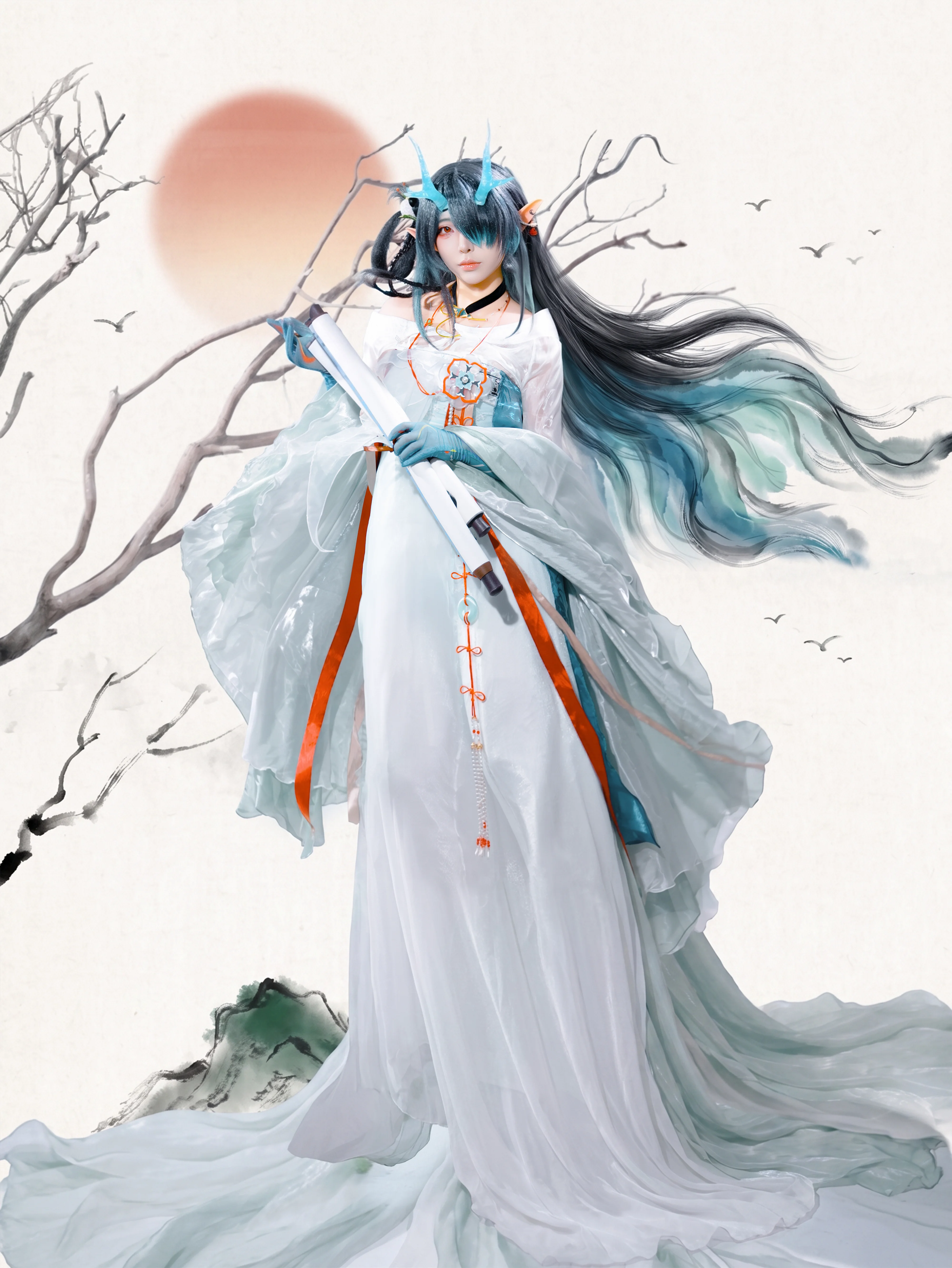 【夕cos】明日方舟青玉砚，水墨丹青里的画中仙