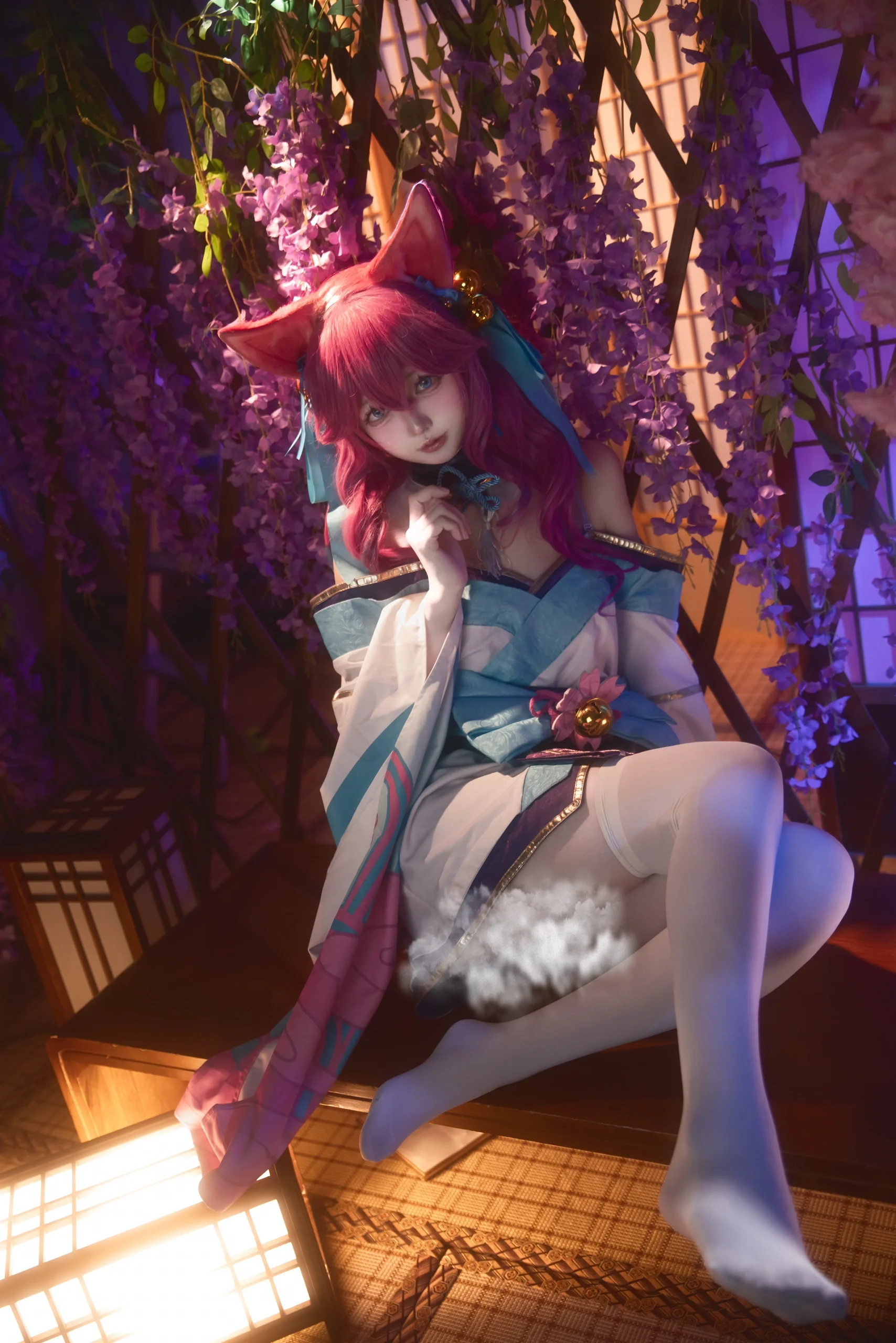 【阿狸cos】英雄联盟，紫藤花架下的狐妖少女 - 第 1 张