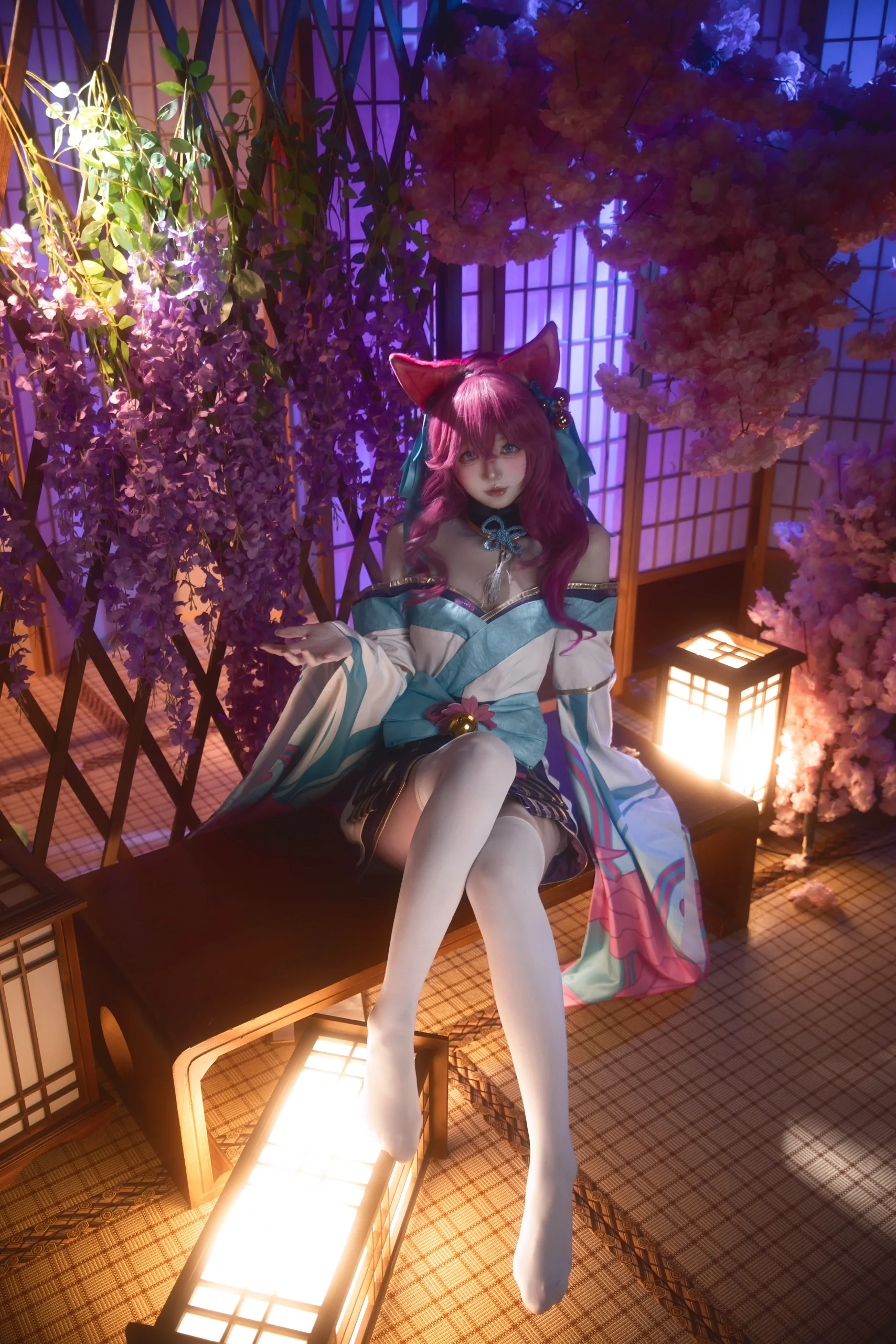 【阿狸cos】英雄联盟，紫藤花架下的狐妖少女 - 第 2 张