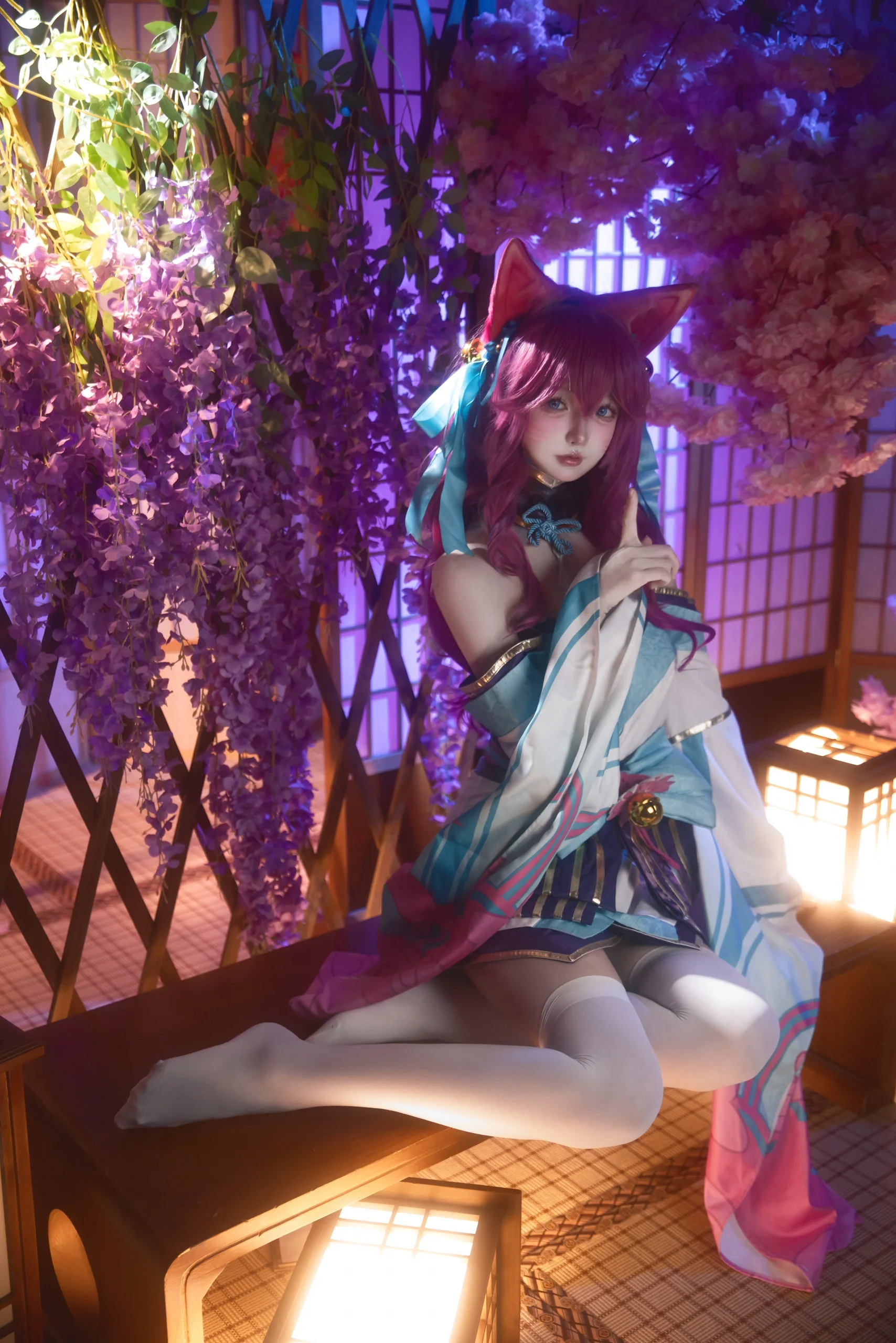 【阿狸cos】英雄联盟，紫藤花架下的狐妖少女 - 第 4 张