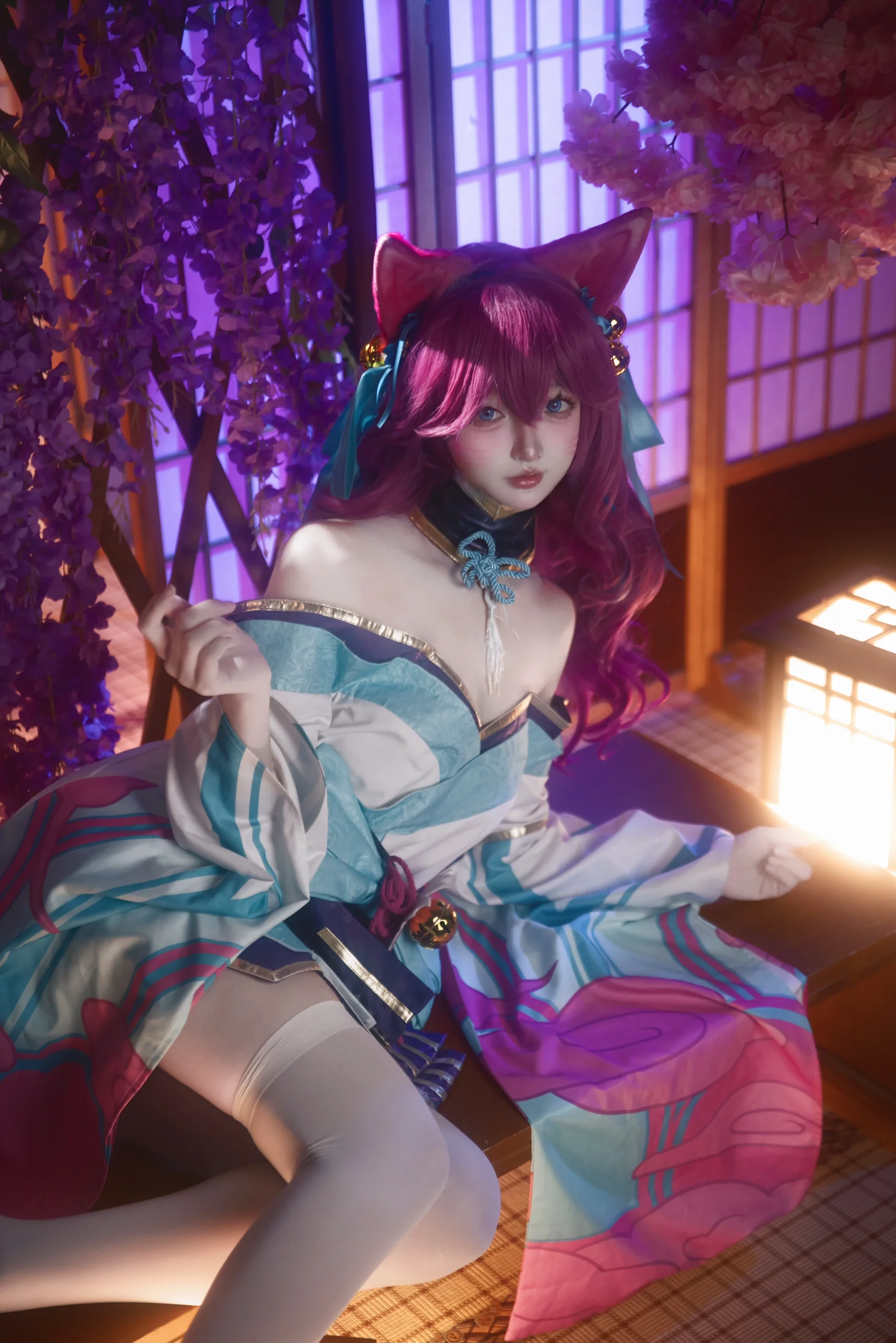 【阿狸cos】英雄联盟，紫藤花架下的狐妖少女 - 第 7 张